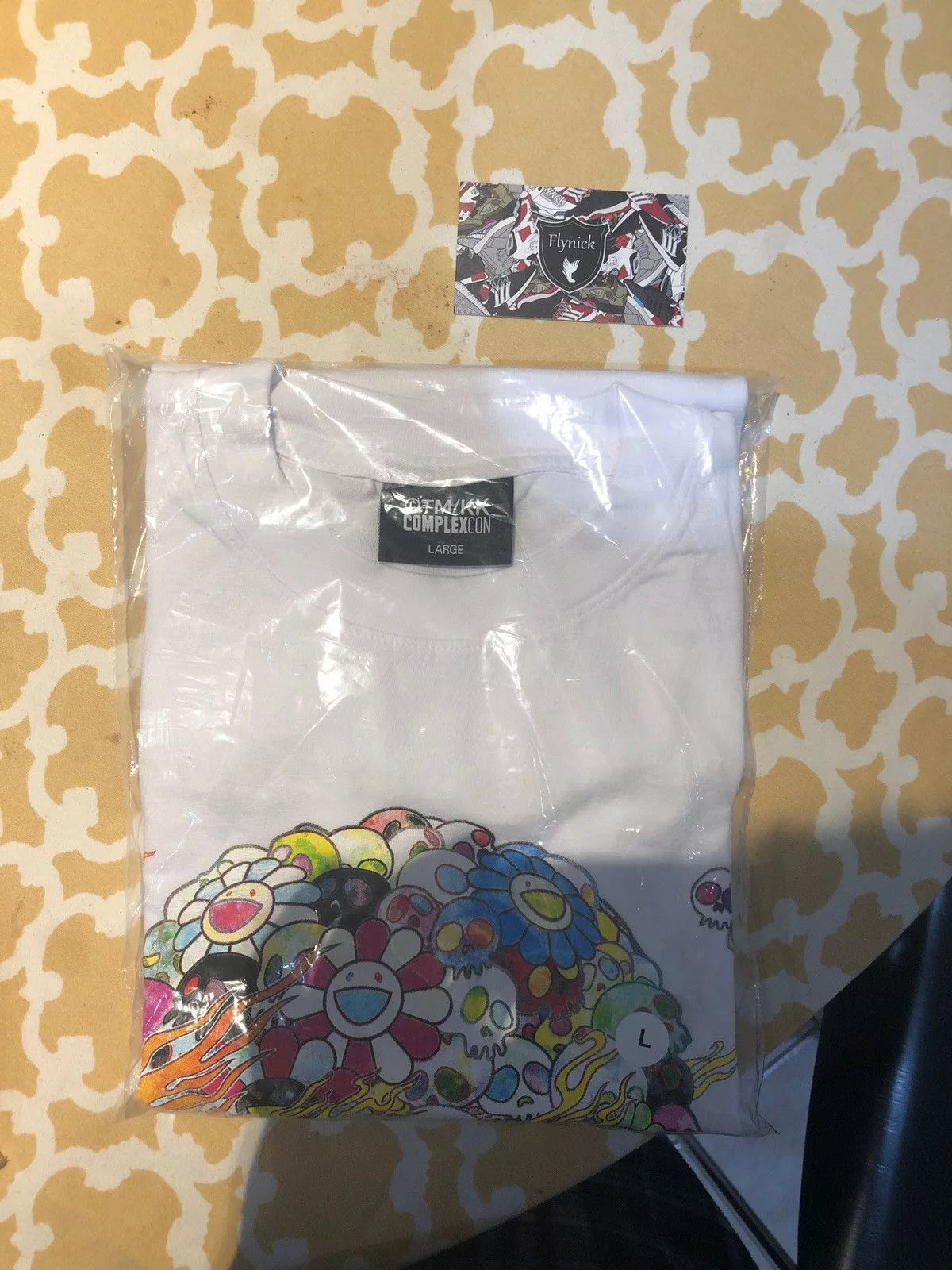 Takashi Murakami Short Sleeve T Shirts Takashi Murakami Complexcon Flaming Skull & Flower Tee White