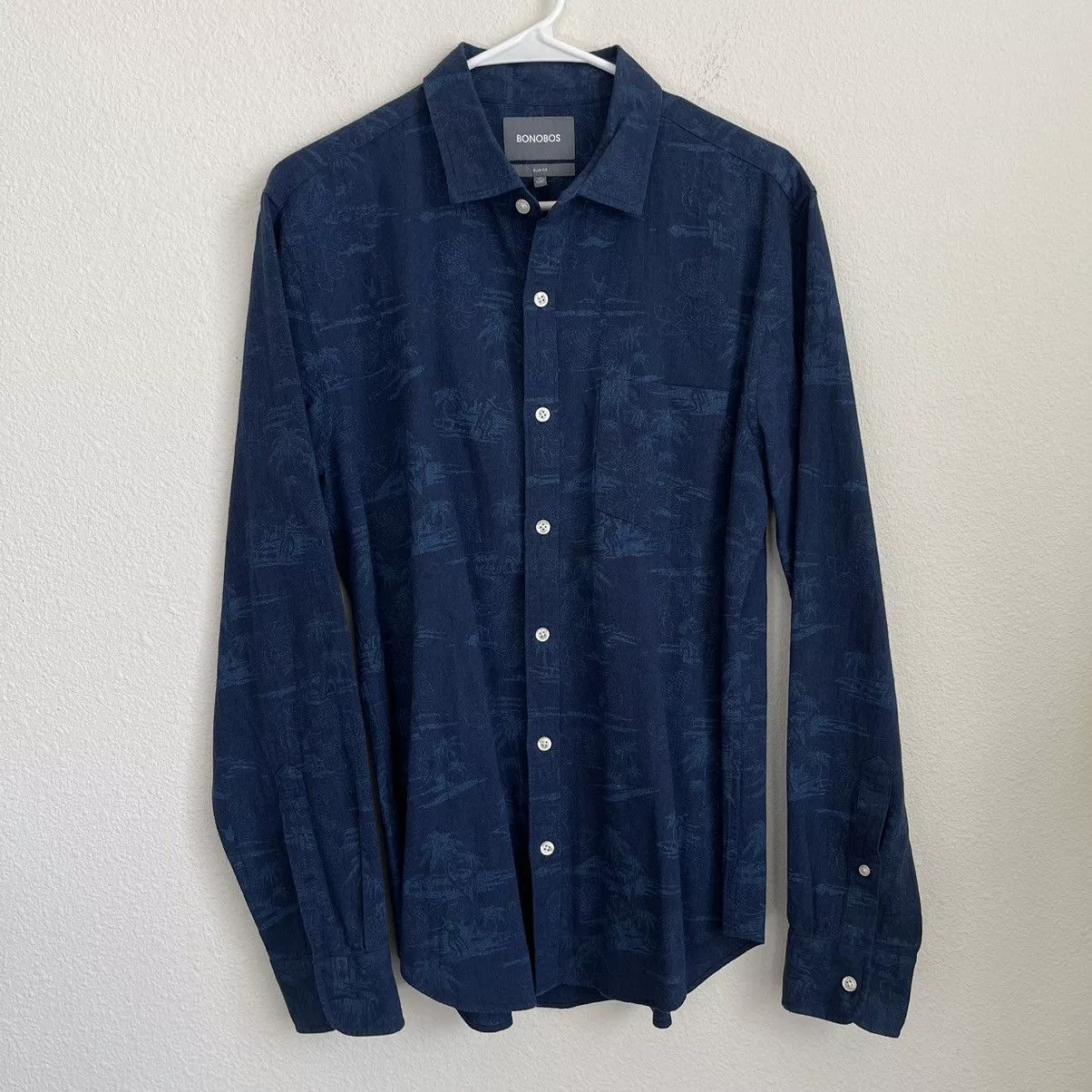 Bonobos Shirts Button Ups Bonobos Long Sleeve Button Down Hawaiian Shirt Blue