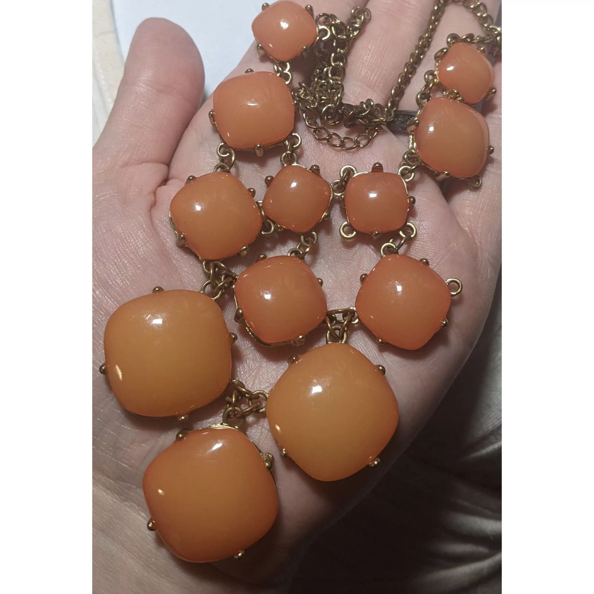 Other Necklaces Other Peach Bubble Bib Statement Necklace With Gold Chain Orange