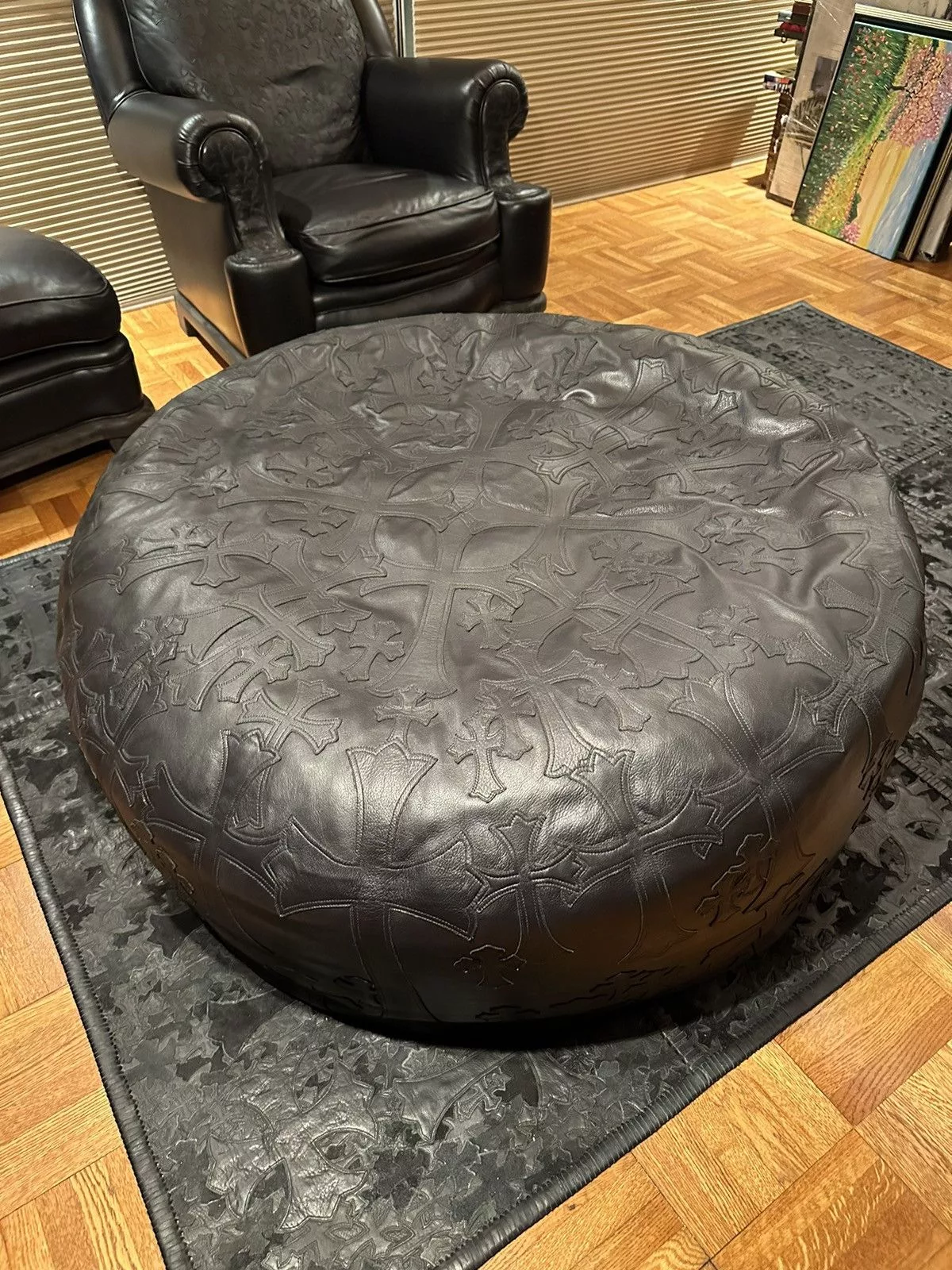 Chrome Hearts Miscellaneous Chrome Hearts Leather Bean Bag Black