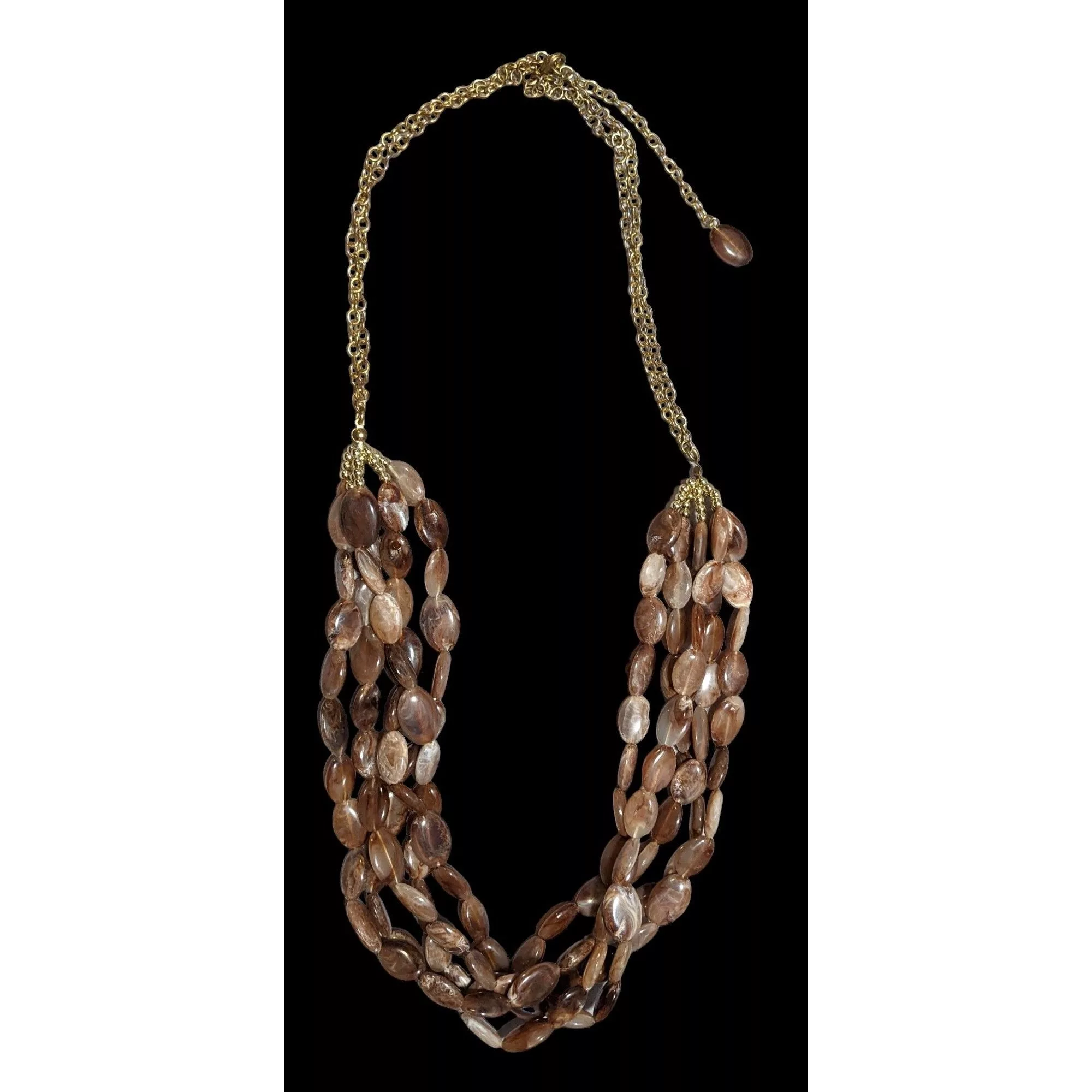 Other Necklaces Other Earthy Multilayer Marbled Beaded Necklace Brown