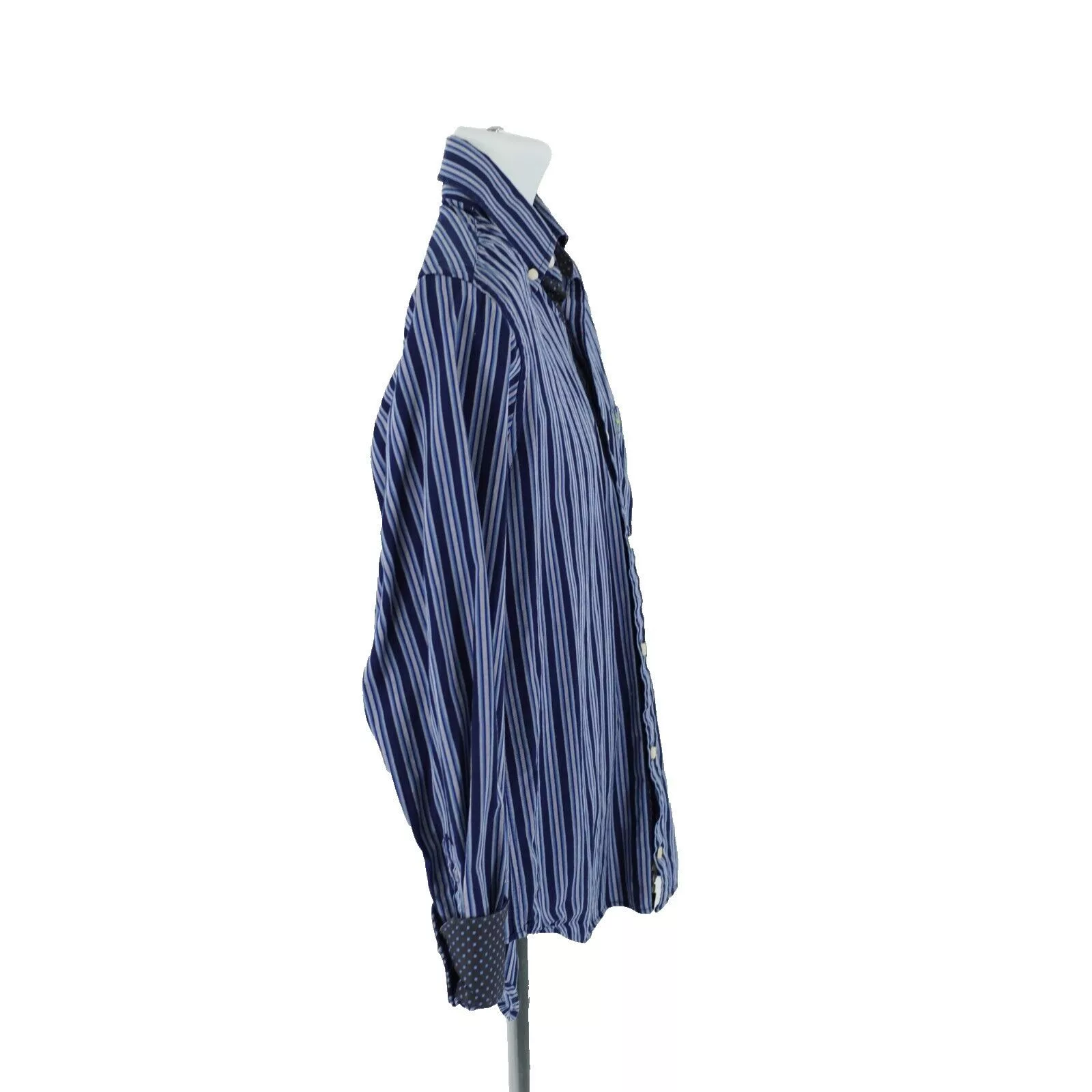 Tailorbyrd Shirts Button Ups Tailorbyrd Blue Striped Flip Cuff Pocket Front Button Down S