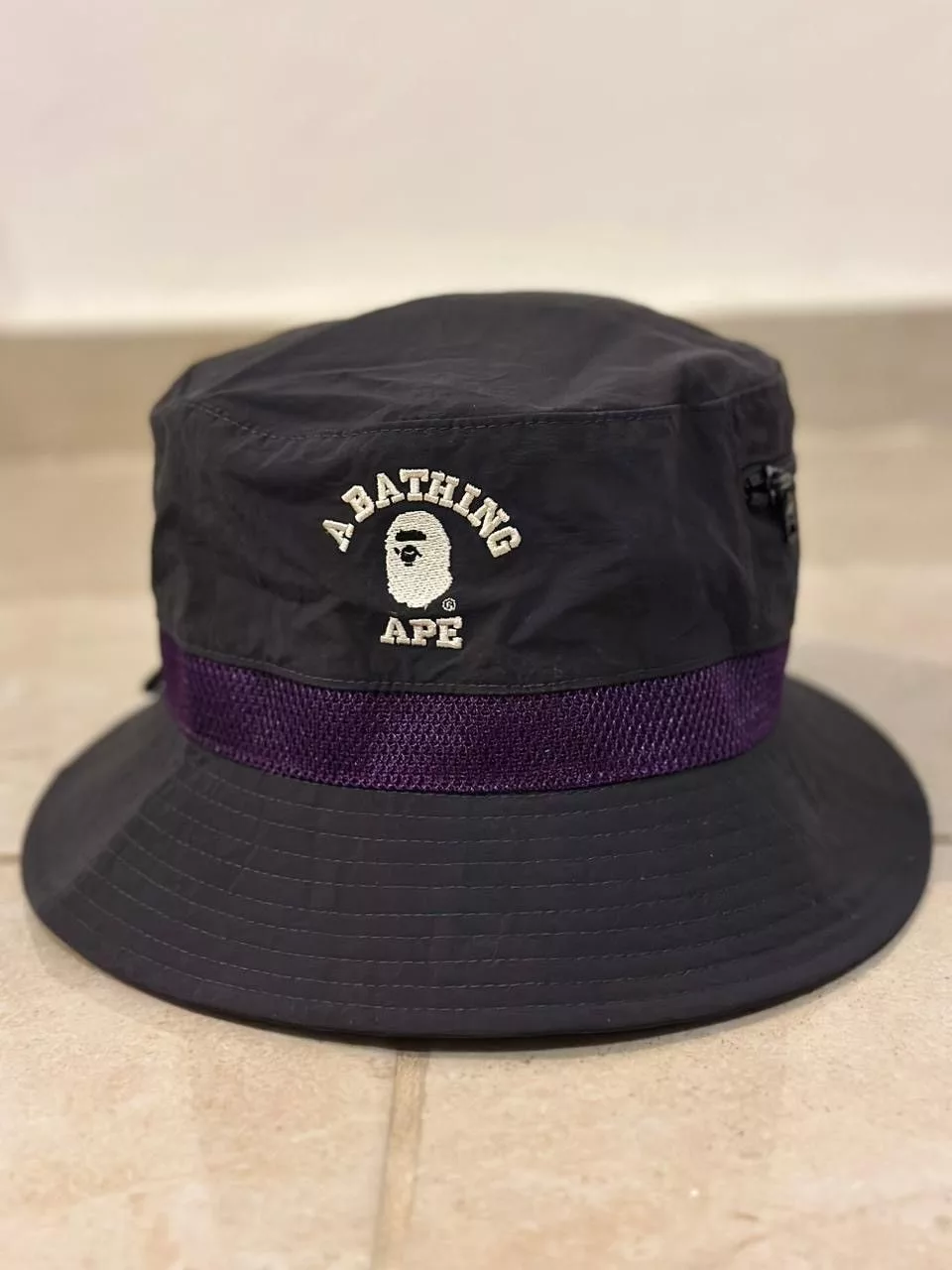 Bape Hats Bape College Mesh Bucket Hat Black