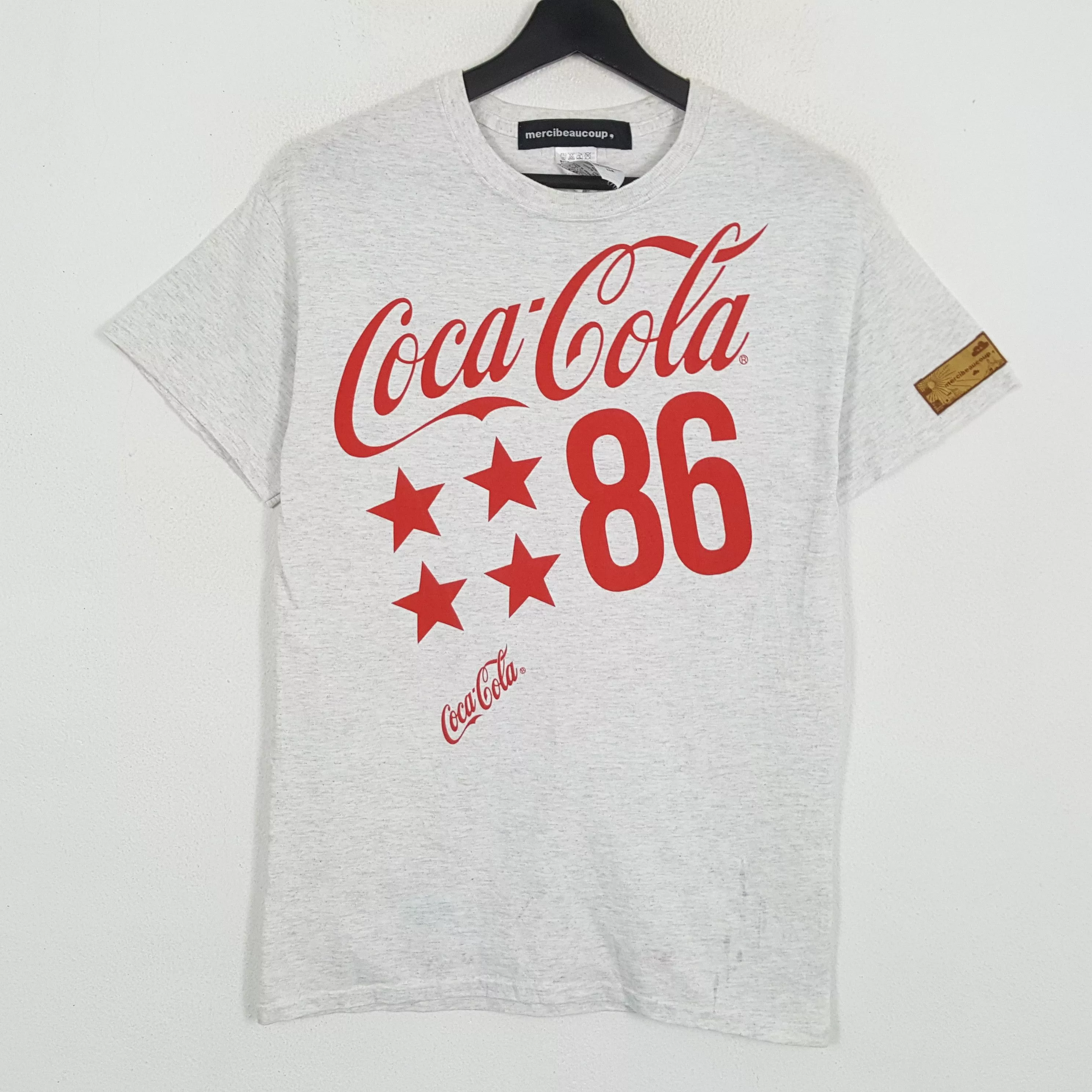 Coca Cola Short Sleeve T Shirts Coca Cola × Issey Miyake × mercibeaucoup MERCIBEAUCOUP X COCA COLA Streetwear Rare Designer Tshirt Gray