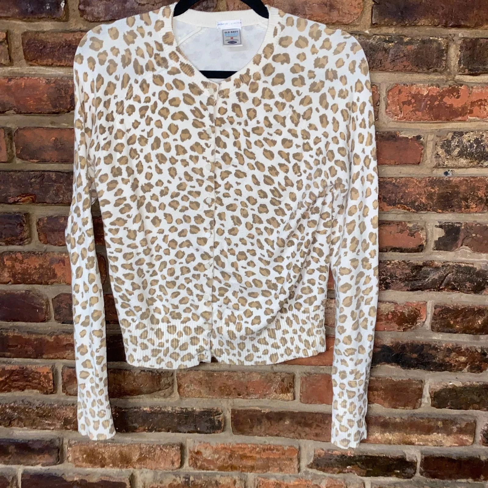 Old Navy Sweaters Old Navy Cream Leopard Button Down Cardigan Sweater Medium White
