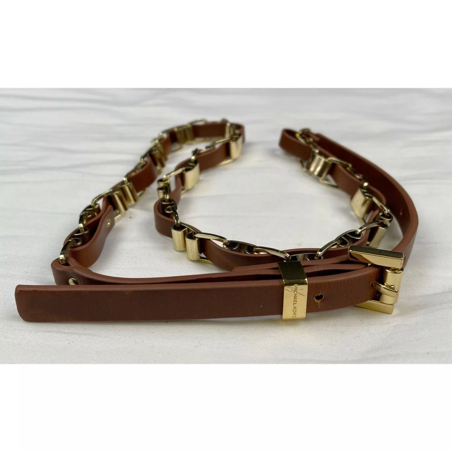 Michael Kors Belts Michael Kors Women's Tan/Gold Chain Link/Leather Belt Size X Multi