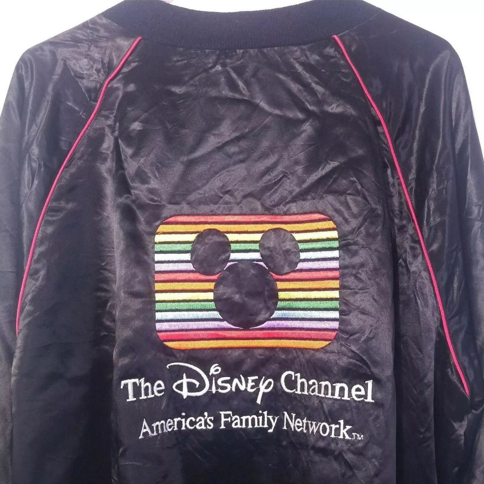 Disney Light Jackets Disney Channel Employee Satin Jacket rare cast member vtg Black