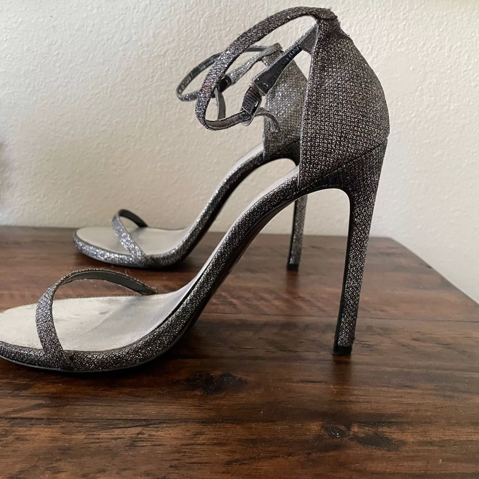 Stuart Weitzman Boots stuart weitzman nudist gray silver sparkly metallic heel