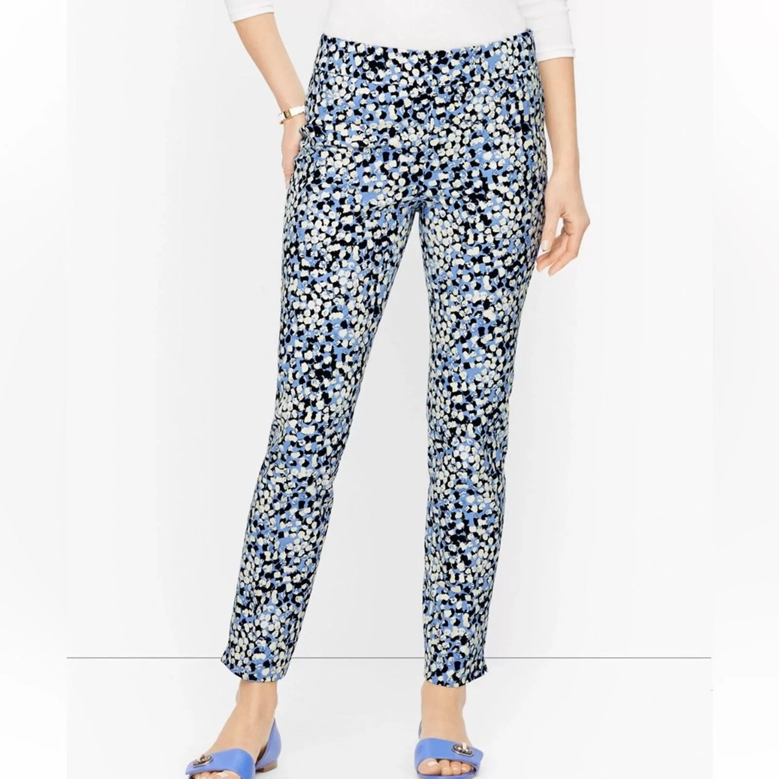 Other Pants Other Talbots Fly Front Chatham Ankle Pants Blue Dot Size Size 14