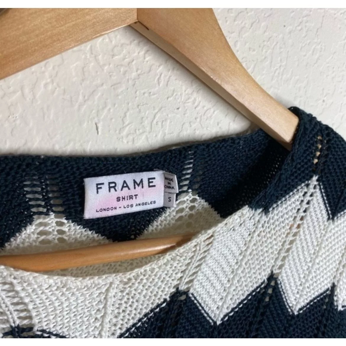 Frame Short Sleeve T Shirts FRAME‎ Denim Le Croche Zig-Zag Sweater ( S ) Black