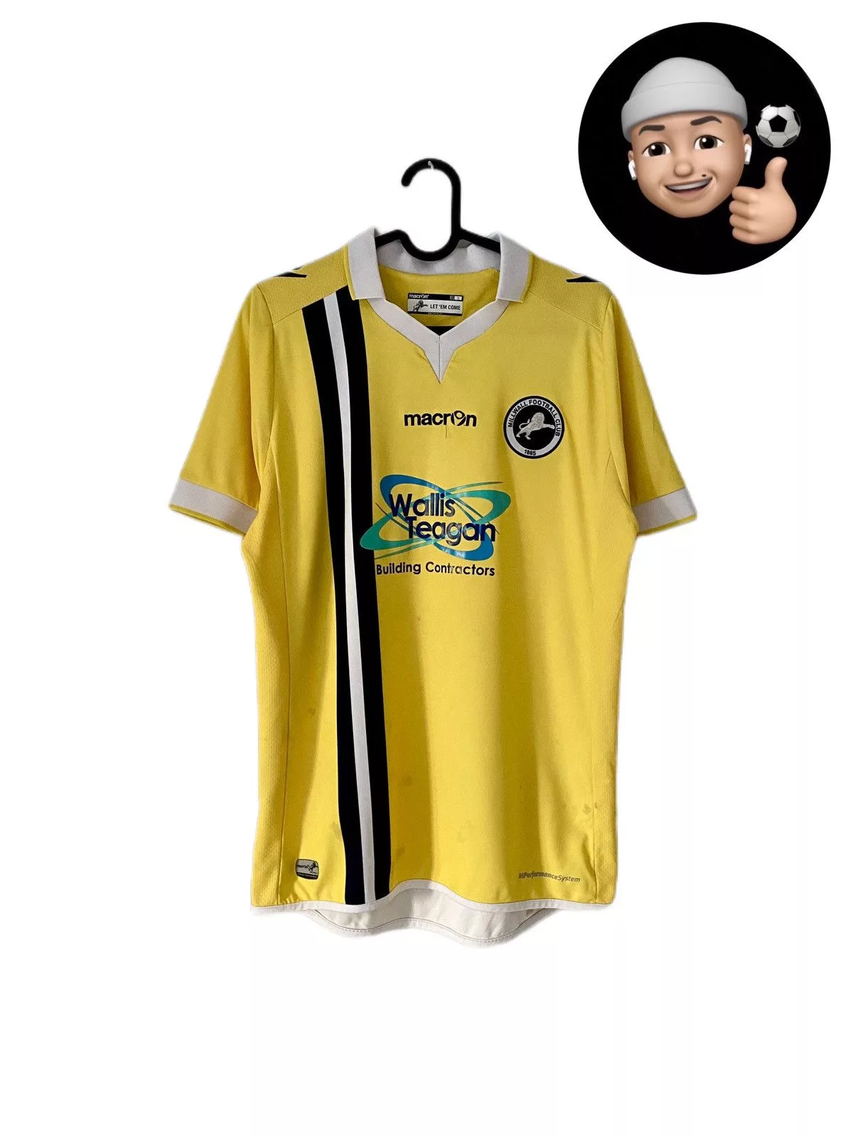 Macron Jerseys 2015 2016 Millwall England Macron Away Kit Soccer Jersey Tee Yellow Sportswear