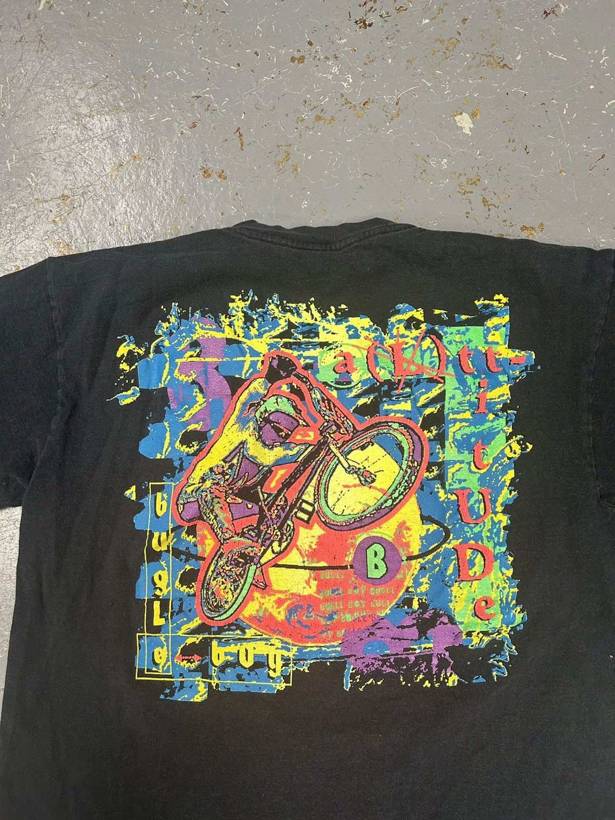 Bugle Boy Short Sleeve T Shirts Bugle Boy × Vintage Crazy Vintage 90s Essential Black Bugle Boy Graphic T-Shirt Streetwear