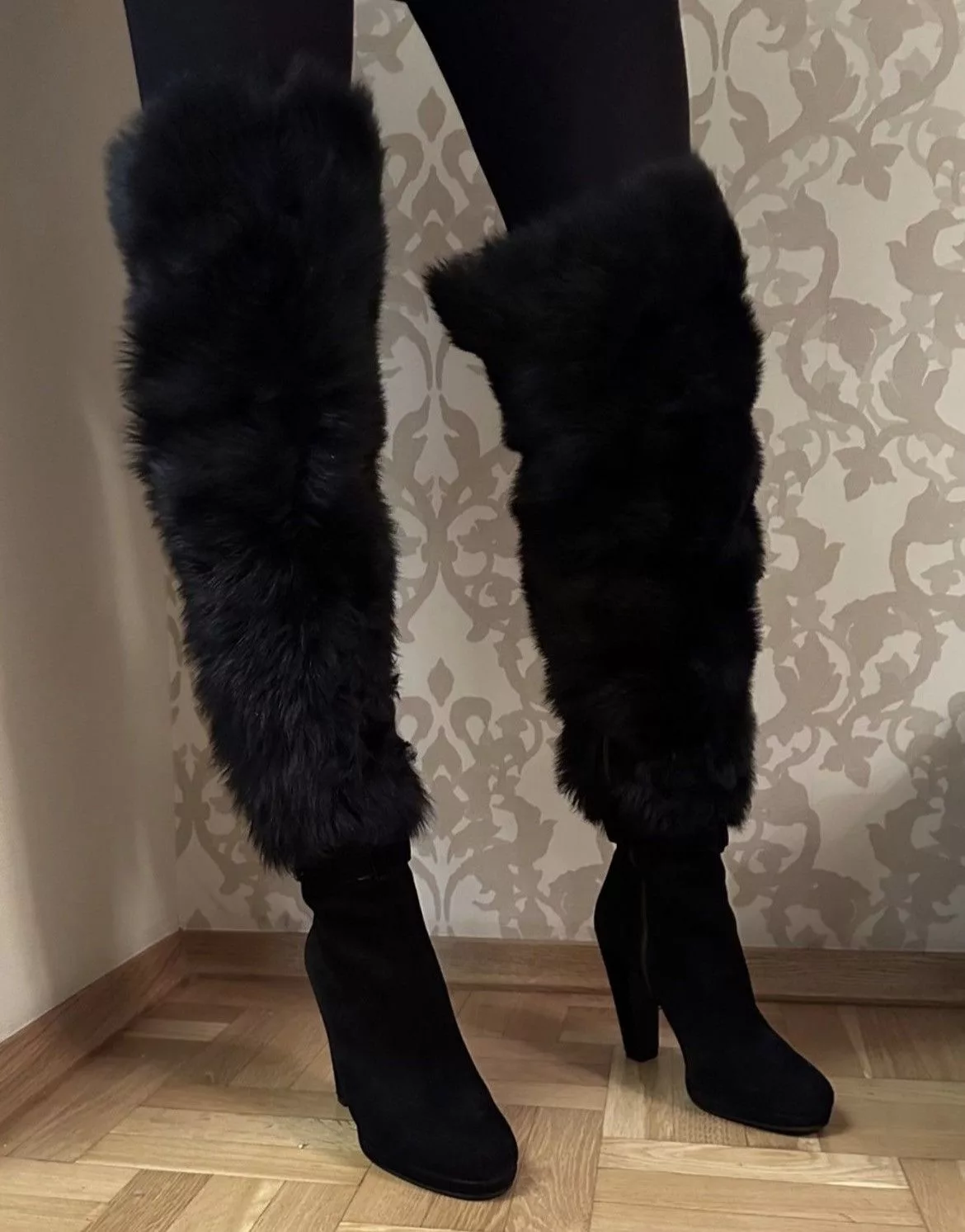 Miu Miu Boots Miu Miu × Prada × Vintage Miu Miu Alpaca Fur Boots Black