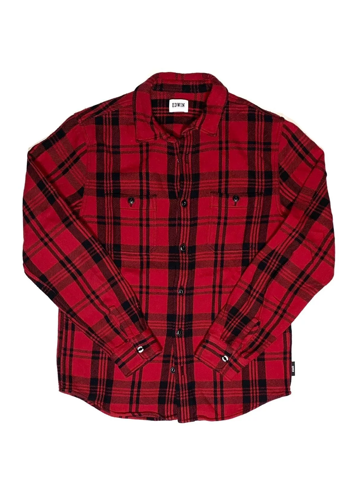 Edwin Shirts Button Ups Edwin × Japanese Brand Edwin Buffalo Workwear Flannel Shirt Red Streetwear