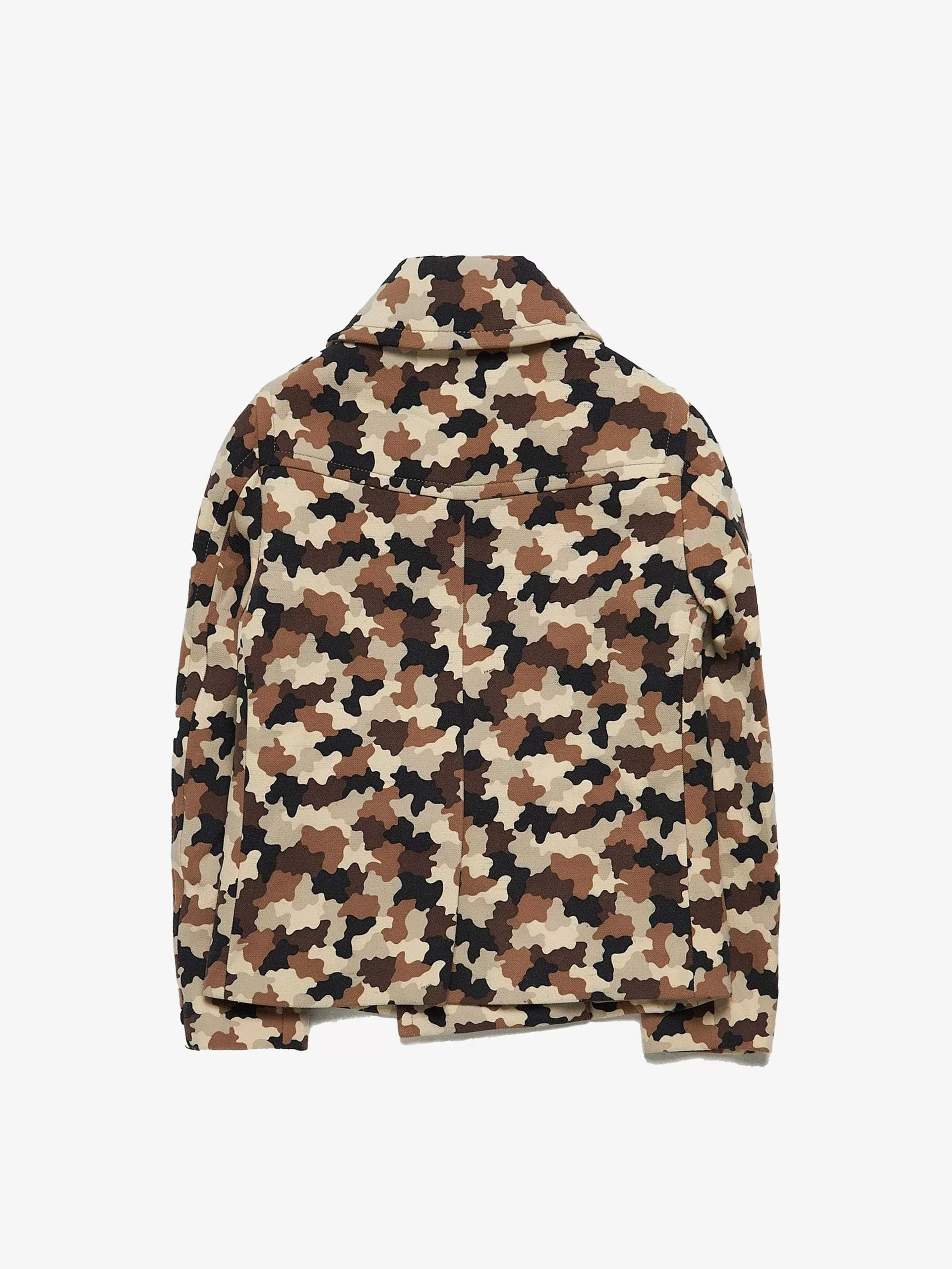 Prada Heavy Coats Prada Beige Camo Double Breasted Cropped Wool Coat Multi