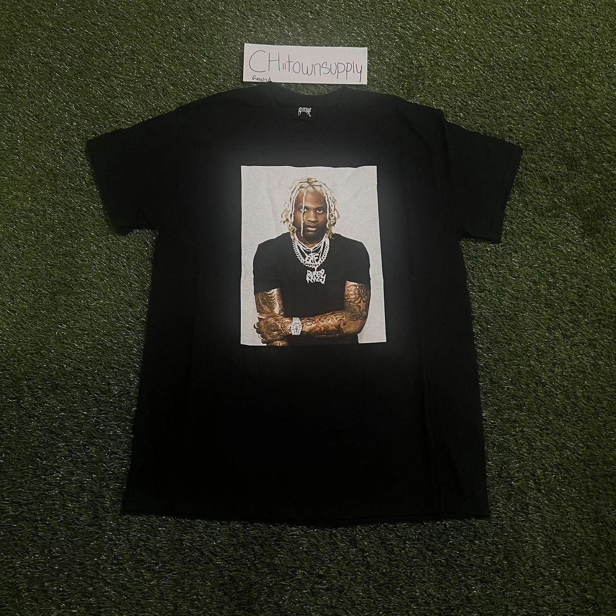 Revenge Short Sleeve T Shirts Revenge Lil Durk Photo Tee Size XL Black