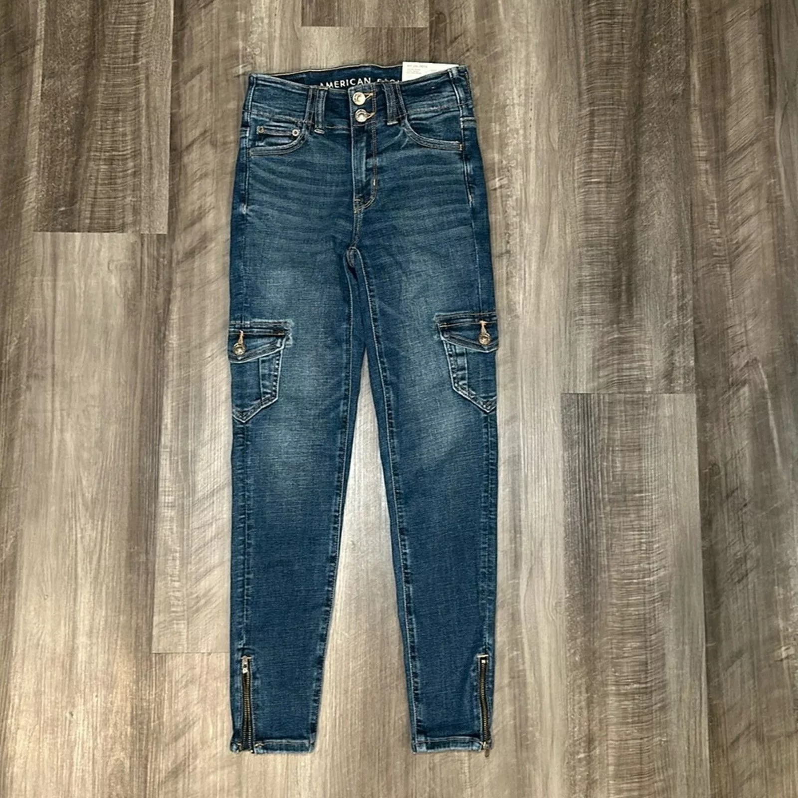 American Eagle Outfitters Jeans American Eagle Outfitters American Eagle Next Level Cargo Hi-Rise Jegging - 000S Blue
