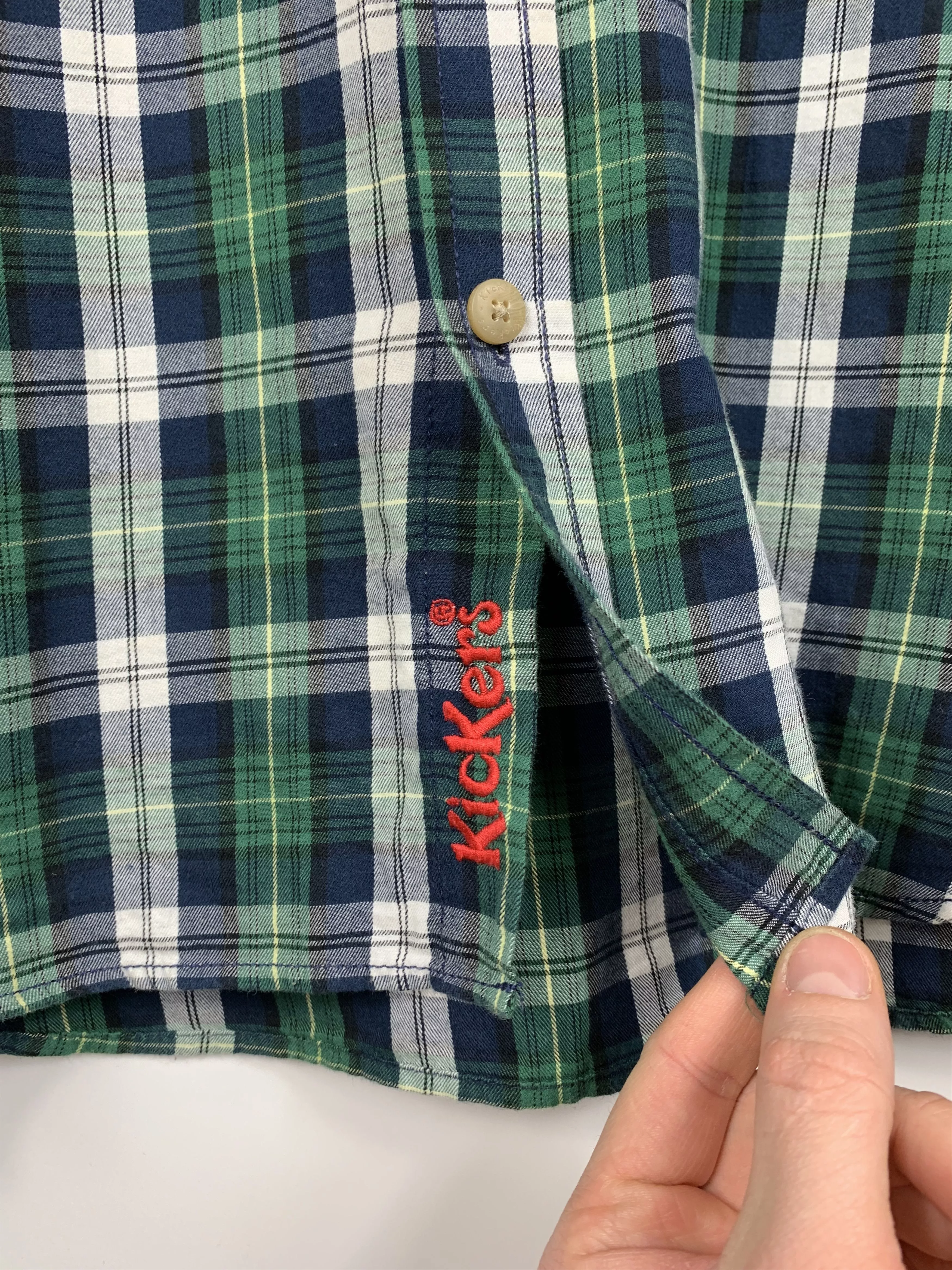 Kickers Shirts Button Ups KICKERS Long Sleeve Button Down Check Shirt Green Size S
