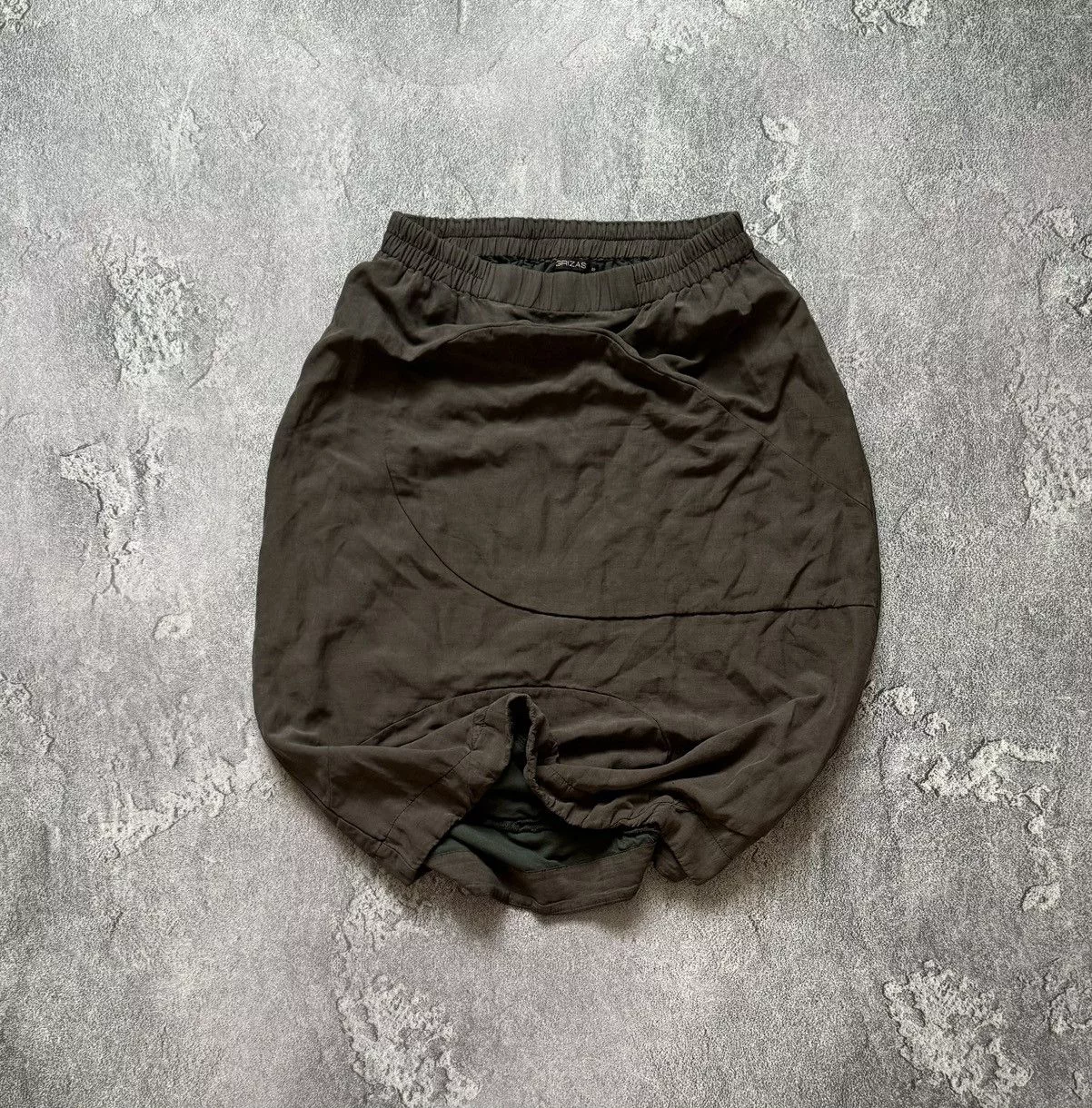 Vintage Midi Skirts Grizas S Avantgarde khaki skirt relaxed vintage silk linen Brown Avant-Garde