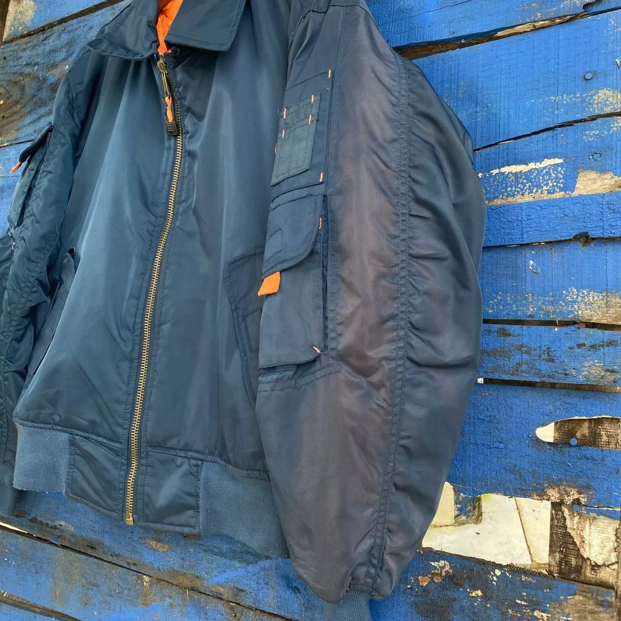 Vintage Bombers Vintage Fire Fox Bomber Jacket multi pocket Sun Faded