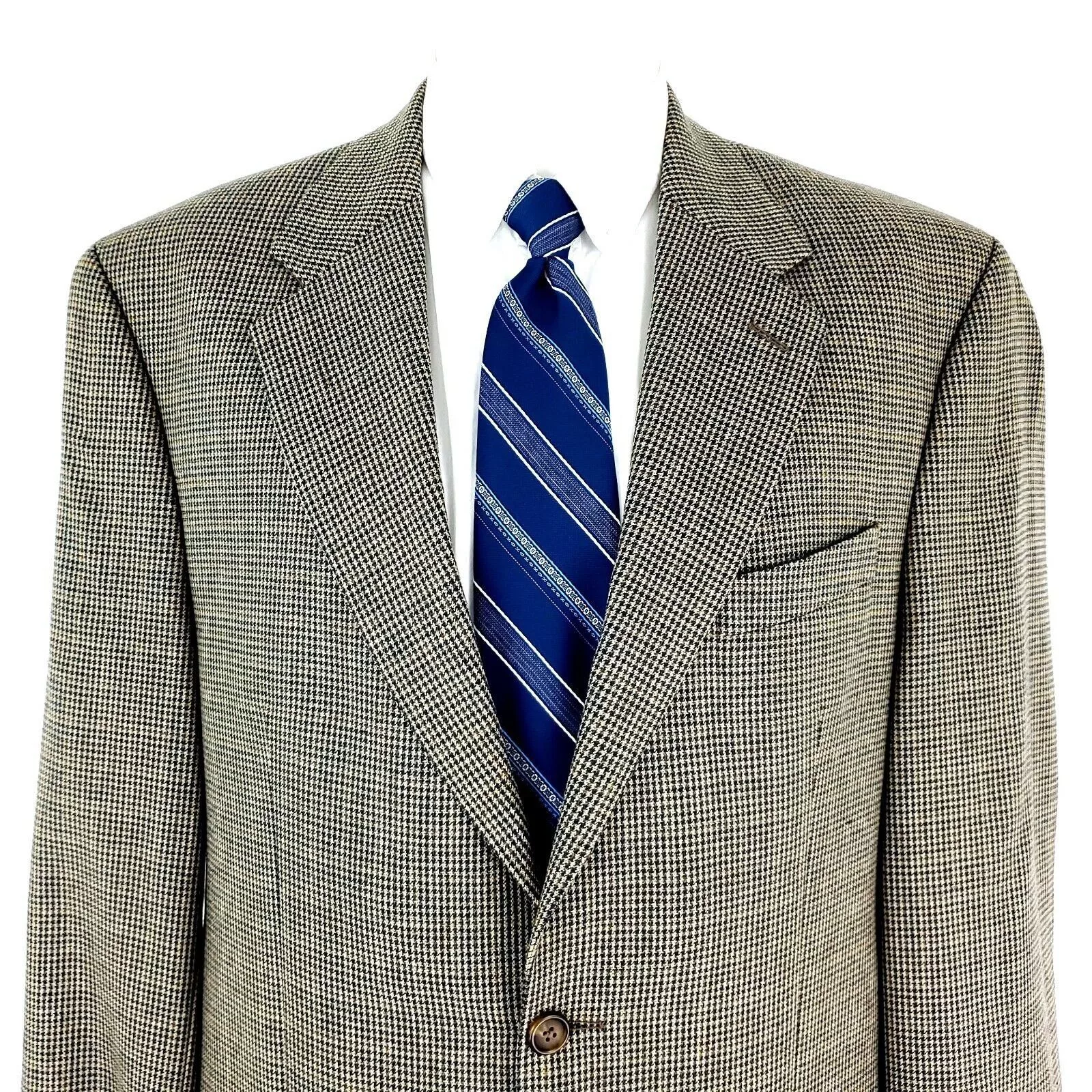 Ralph Lauren Blazers Chaps Ralph Lauren Wool Silk 2 Button Blazer 42L Tan Blue Ho Brown