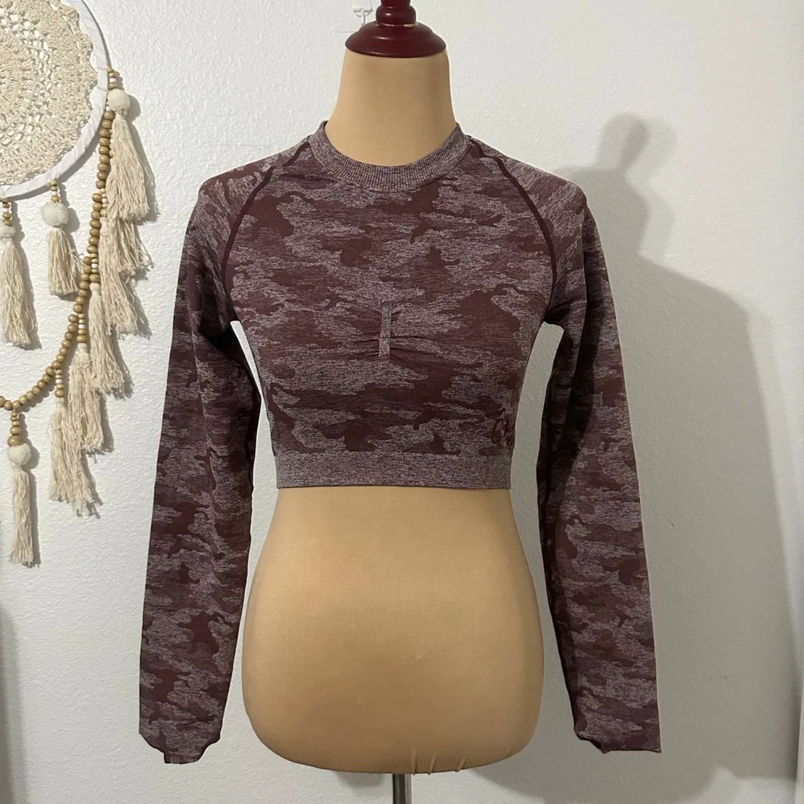 Gymshark Tank Tops Gymshark crop long sleeve Brown