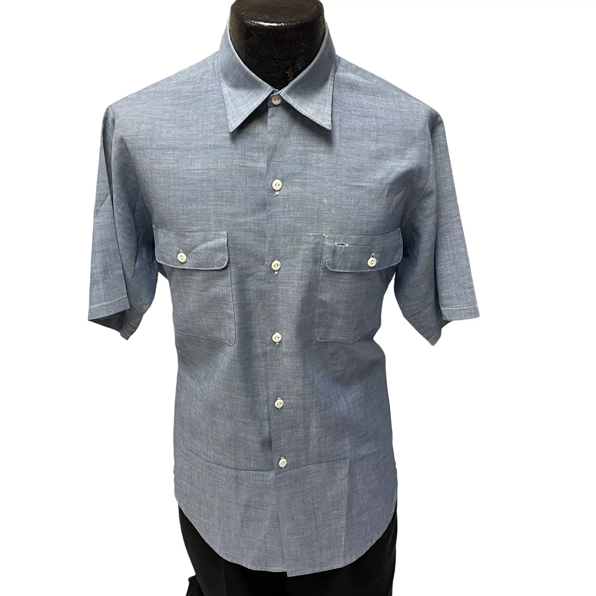 Big Mac Shirts Button Ups Vtg Penneys Big Mac CHAMBRAY Mechanic Work SHOP Shirt Blue