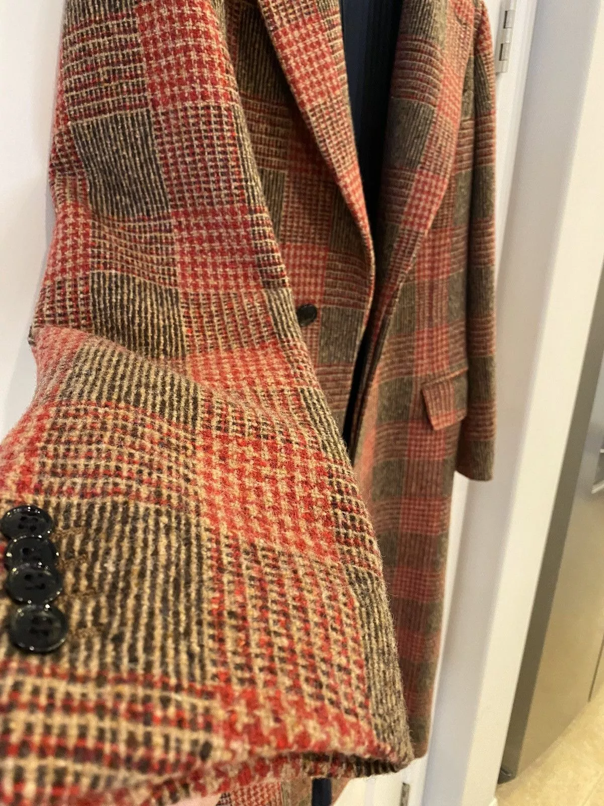 MP Massimo Piombo Heavy Coats MP Massimo Piombo Checked Oversized Long Coat Italy Made Brown