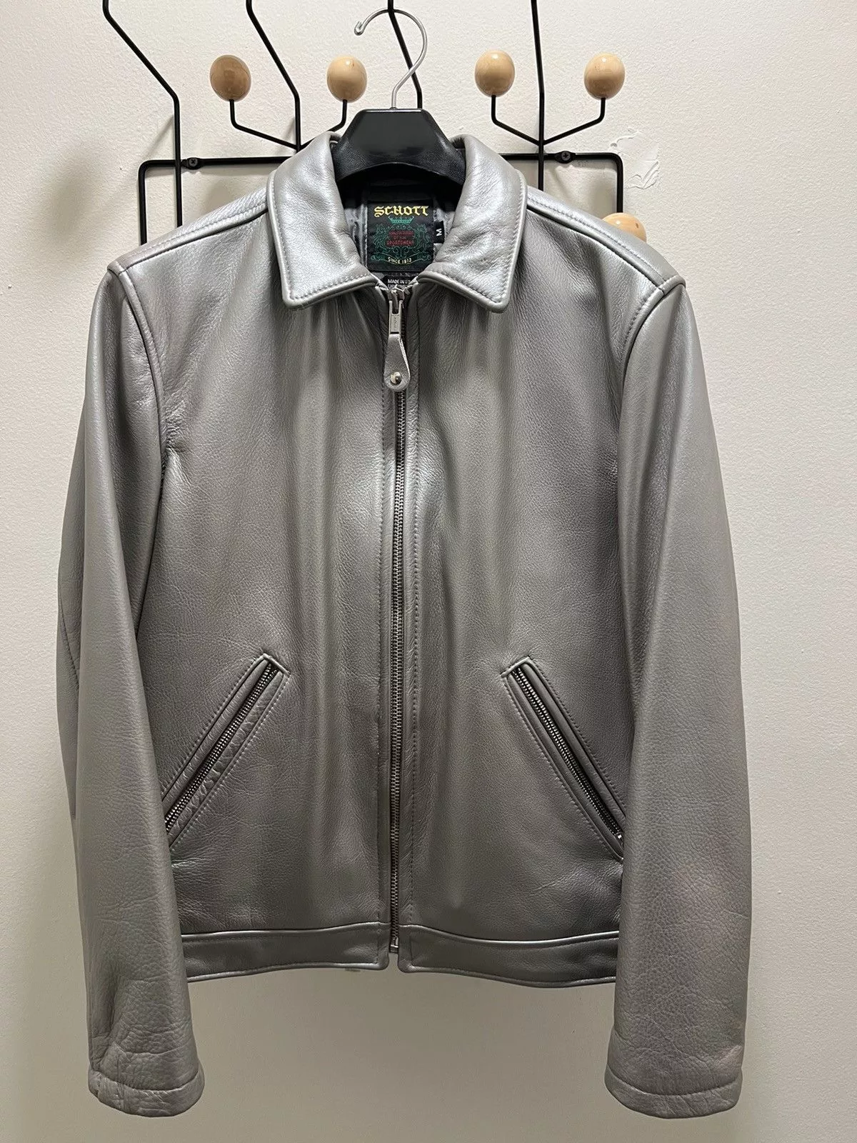 Schott Leather Jackets Schott × Supreme Supreme x Schott SS17 Silver Work Jacket Gray