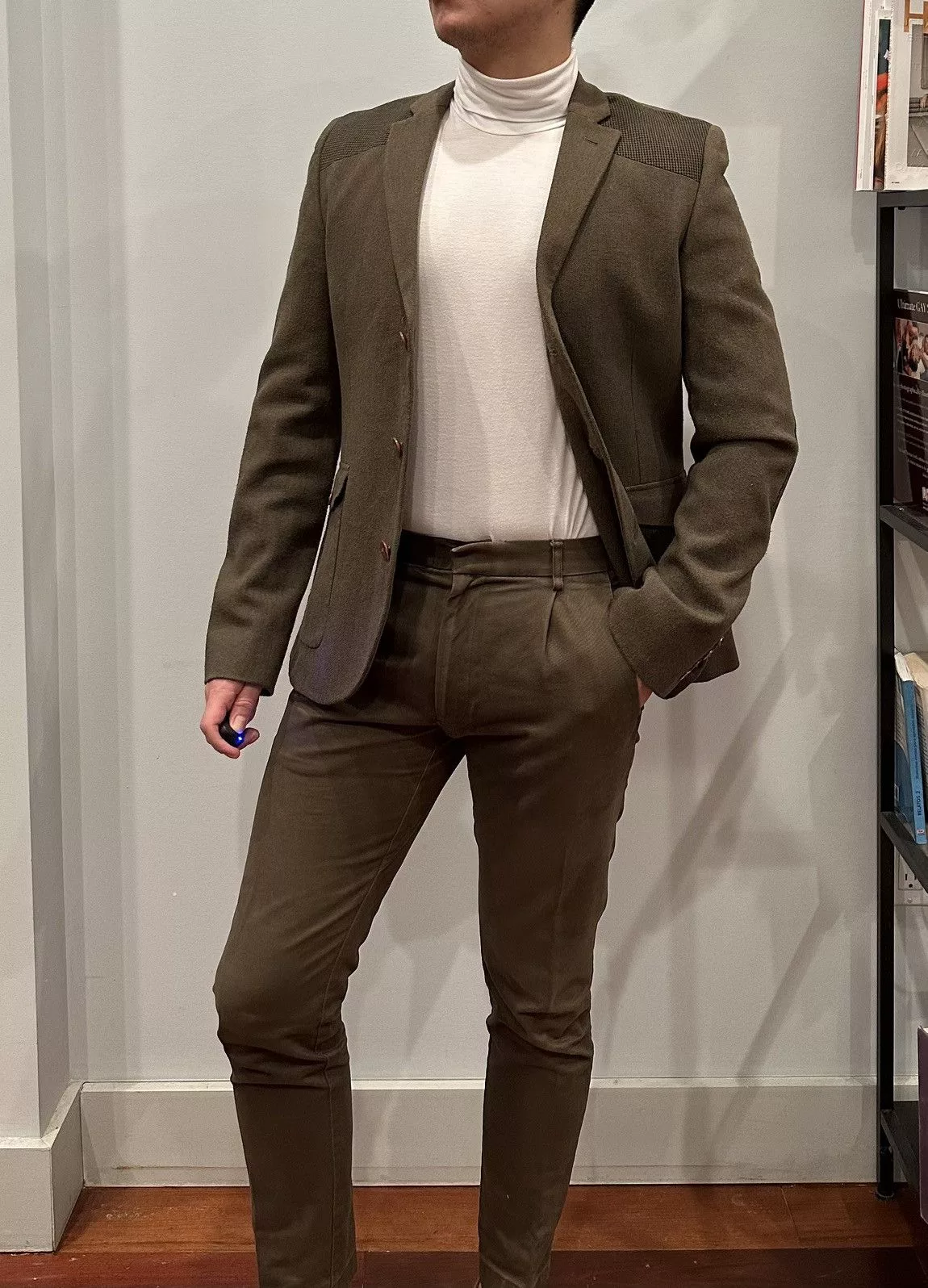 Topman Suits Topman 3 Button Wool & Cotton Suit Green