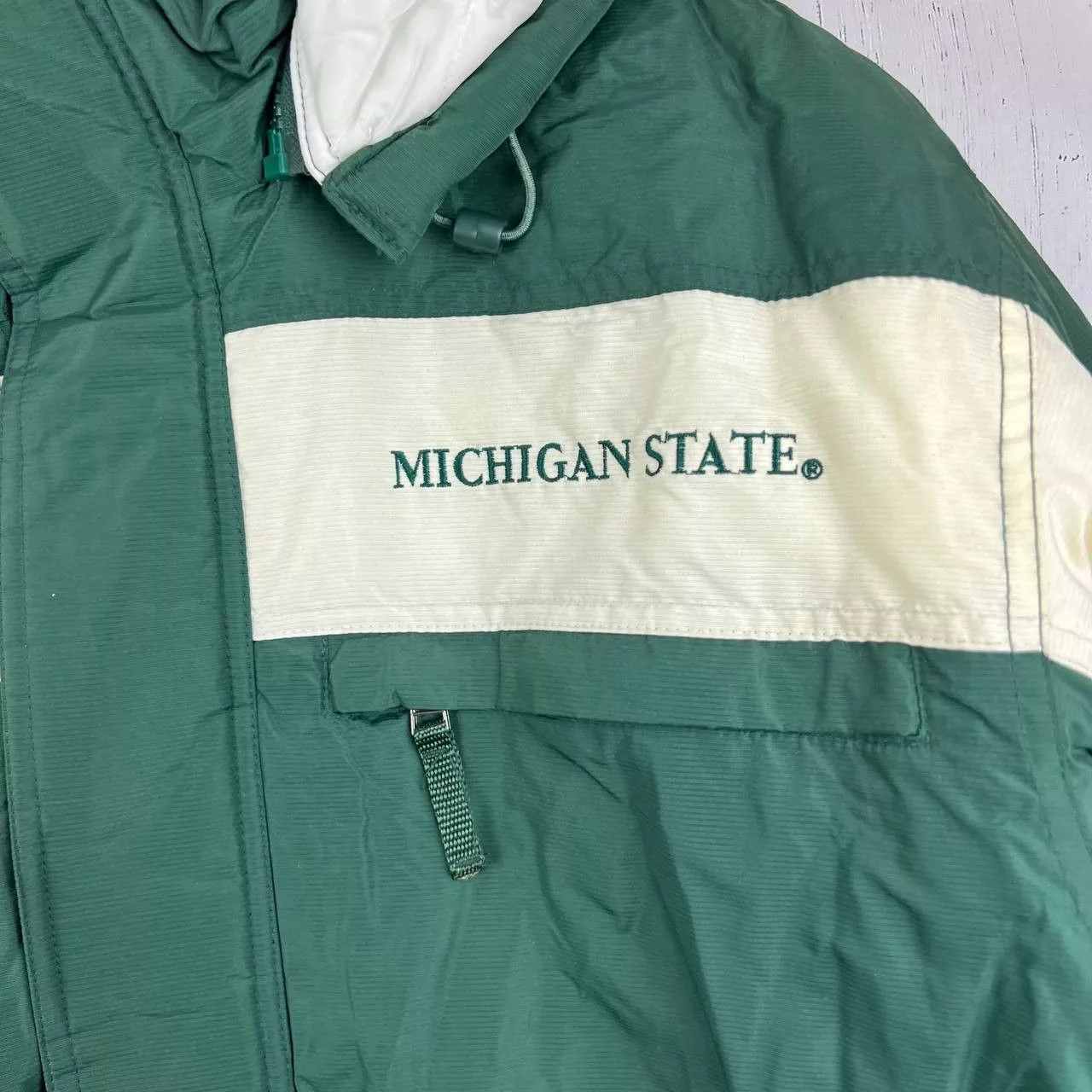 Puma Heavy Coats Puma Michigan State Spartans L NCAA Puffer Jacket Removable Hood Green