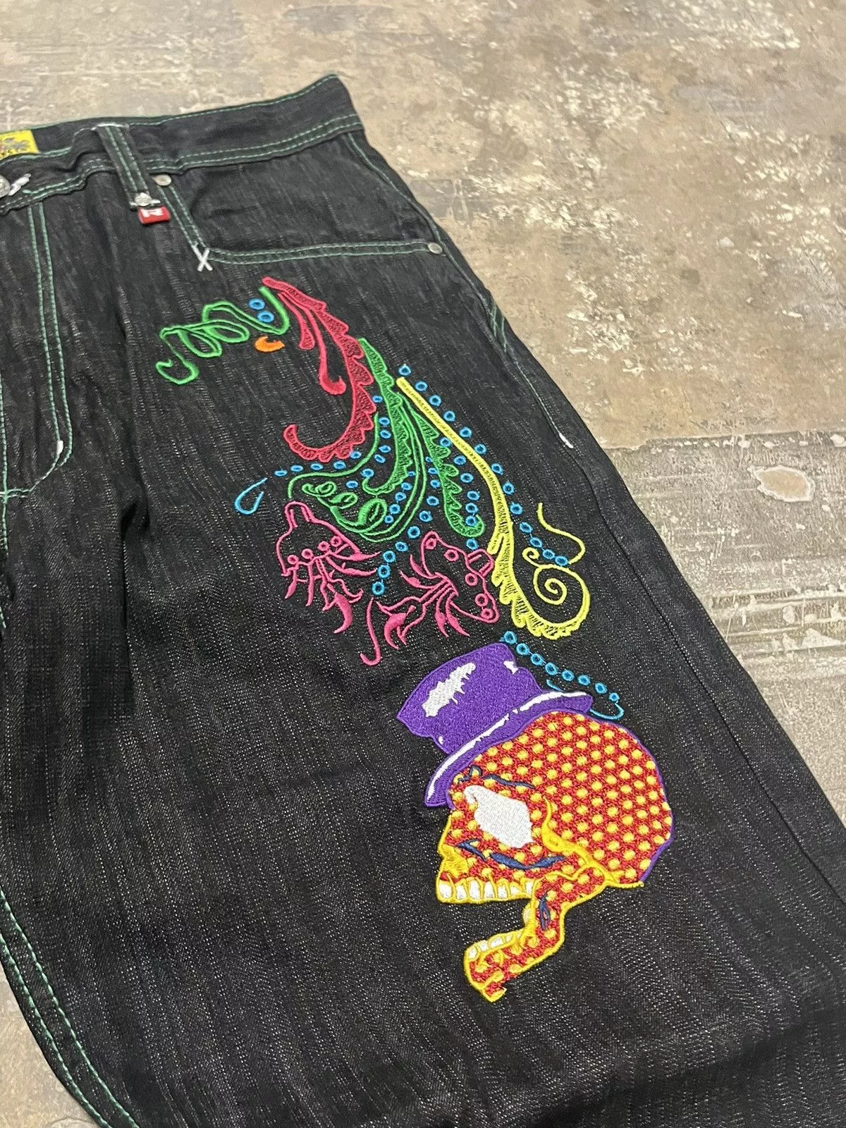 Southpole Denim Southpole × Vintage Y2k baggy fit embroidery jnco style jeans hype opium Black Streetwear