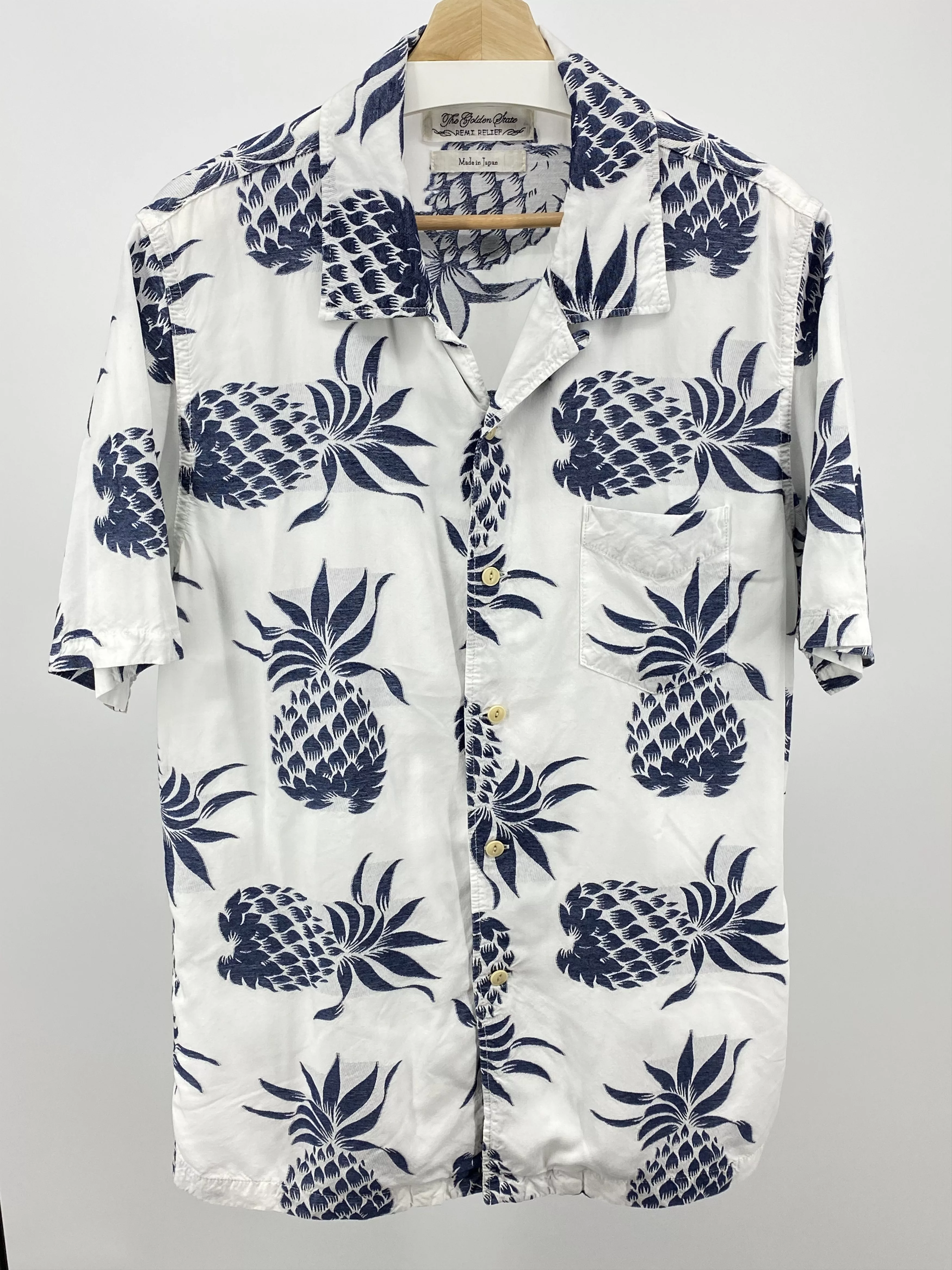 Remi Relief Shirts Button Ups Remi Relief HAWAIIAN PINEAPPLE CAMP COLLAR SHIRT Blue