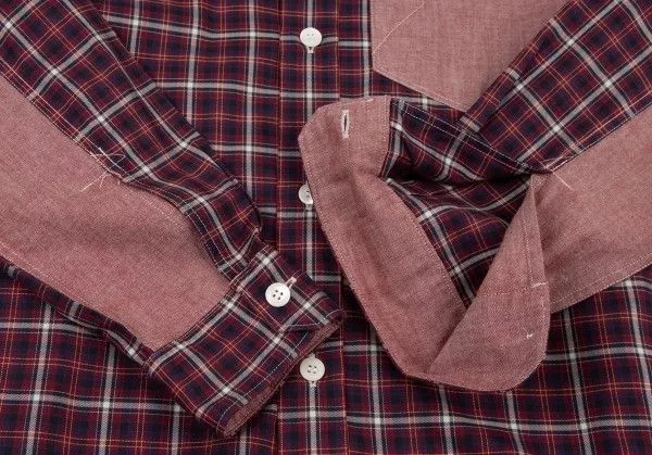 Junya Watanabe Shirts Button Ups Junya Watanabe Shirt Paneled Check Switch Long Sleeve Red