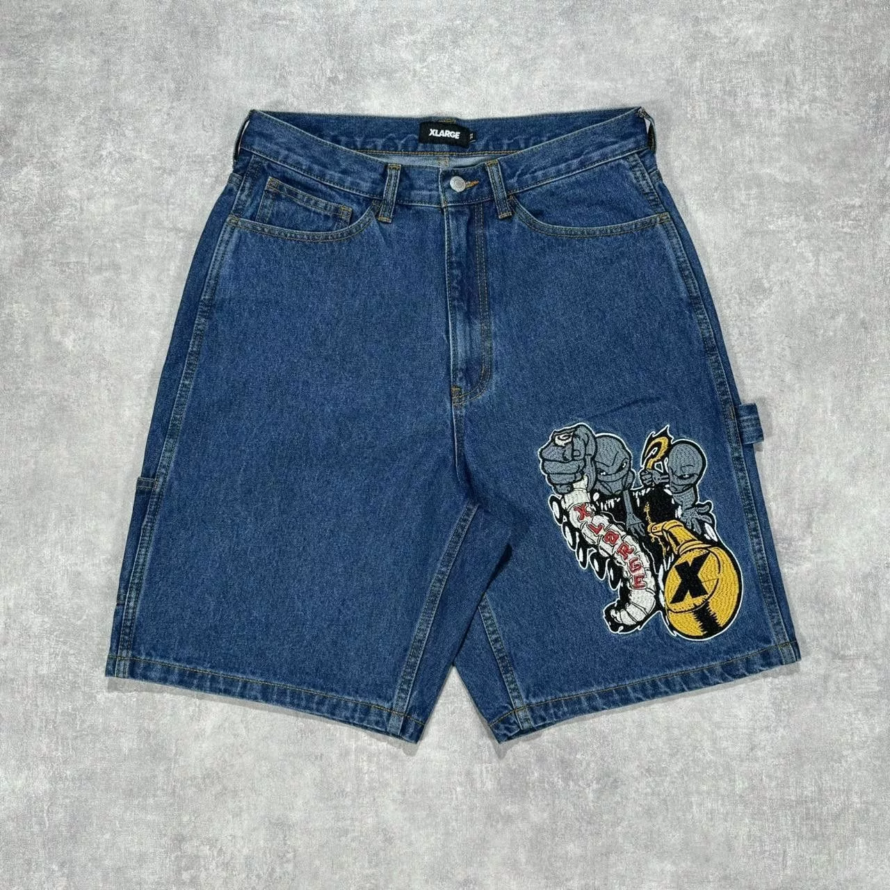 Designer Shorts Designer X Large Embroidery Carpenter Jorts Please Blue