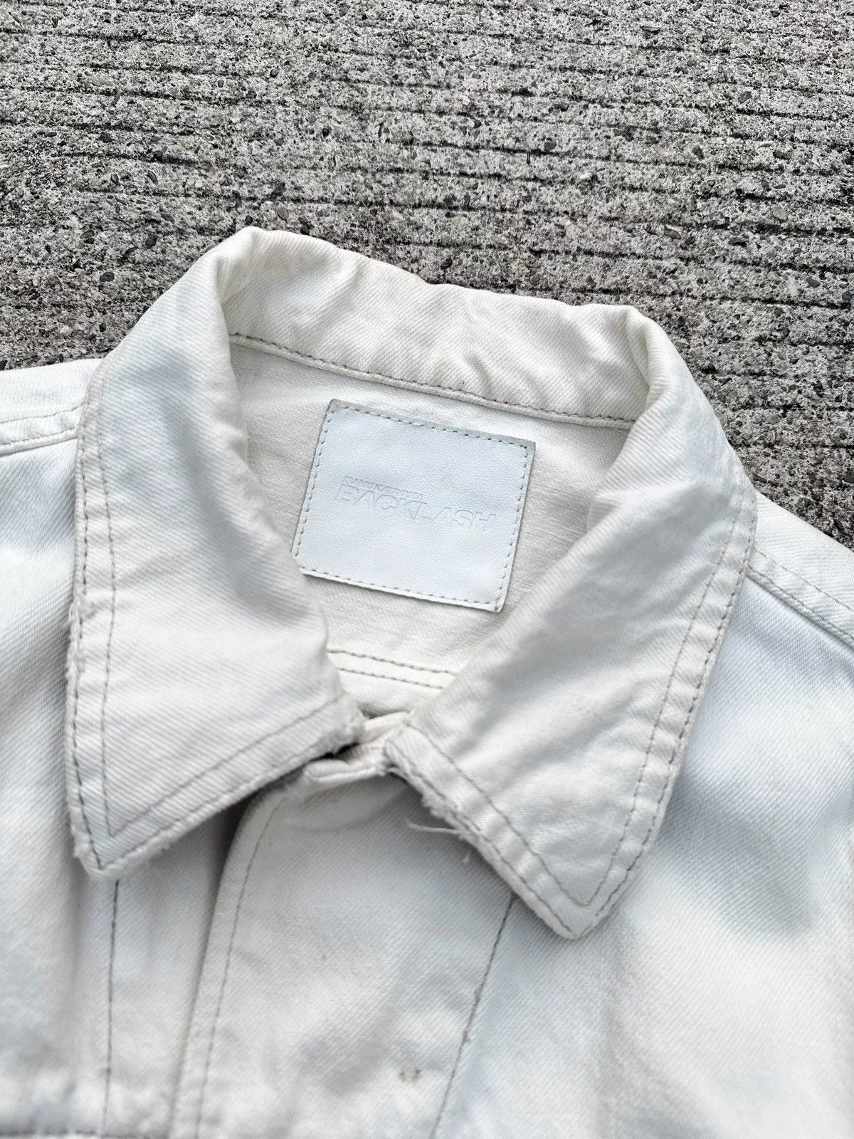 Isamu Katayama Backlash Denim Jackets Isamu Katayama Backlash Backlash Leopard Damage Trucker Jacket White