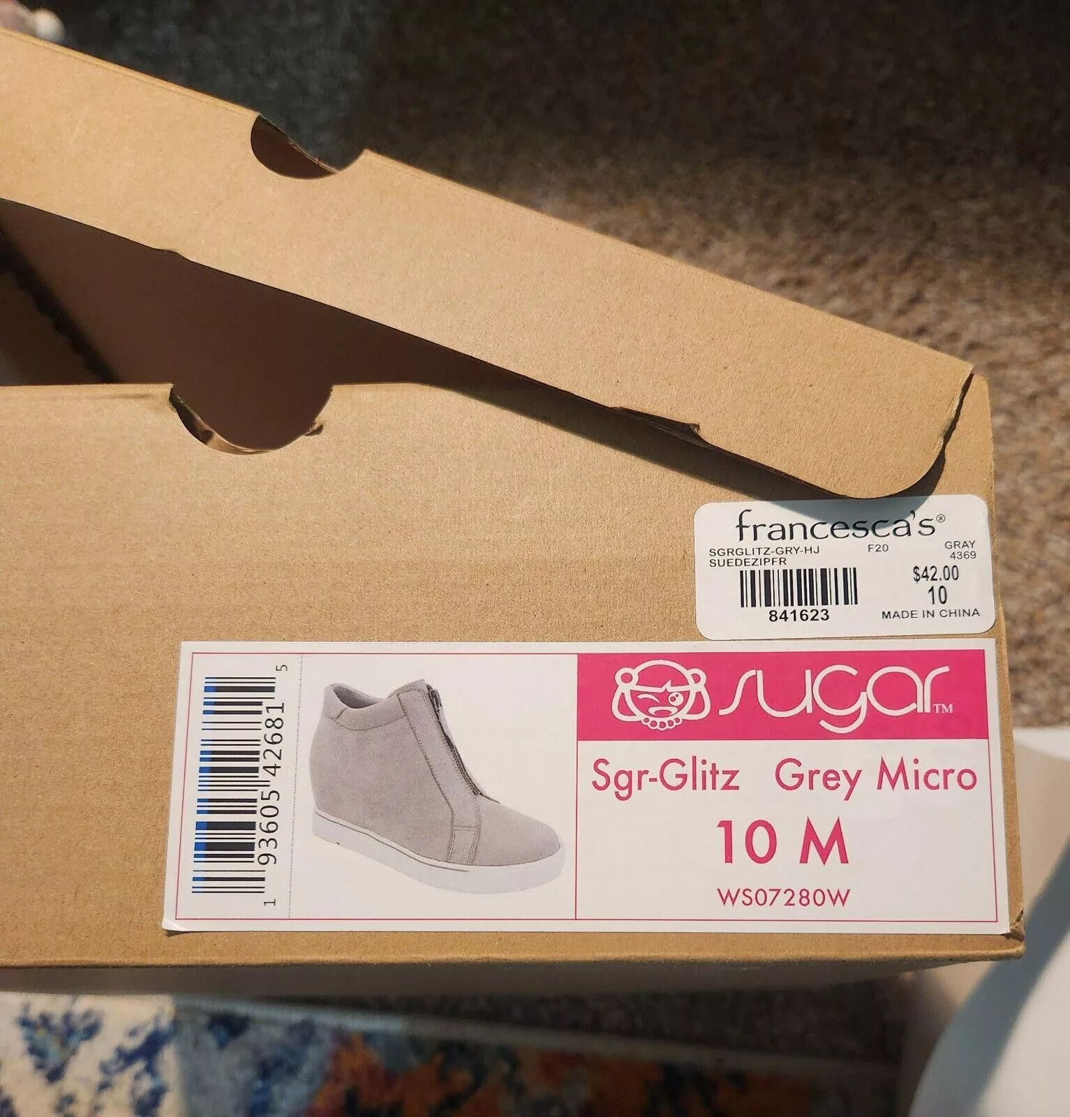 Designer Boots Designer Sugar Sgr-Glitz Grey Micro Suede Bootie Size 10M Gray