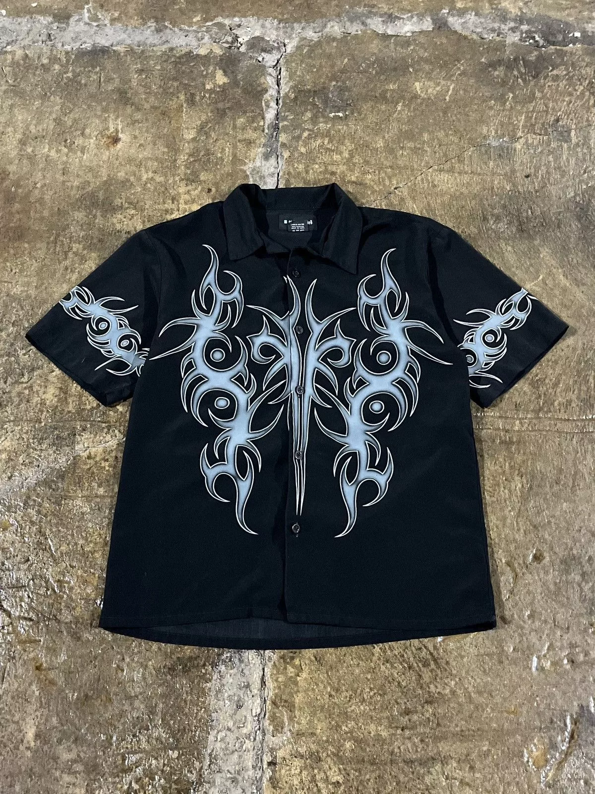 Affliction Shirts Button Ups Affliction × JNCO × Vintage Crazy Vintage Y2K JNCO Style Tribal Button Down Skater Tee Black