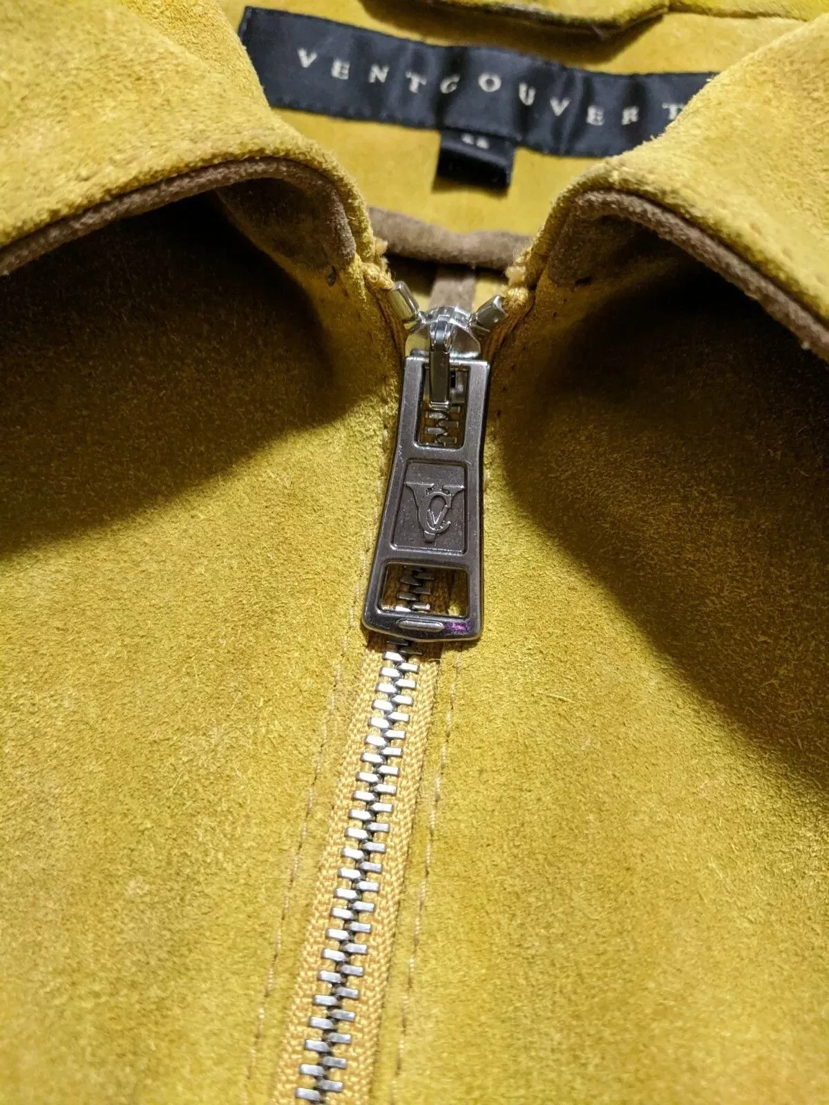 Designer Leather Jackets Designer VENTCOUVERT - Jacket - 100% calf split Leather - Size 38 Gold