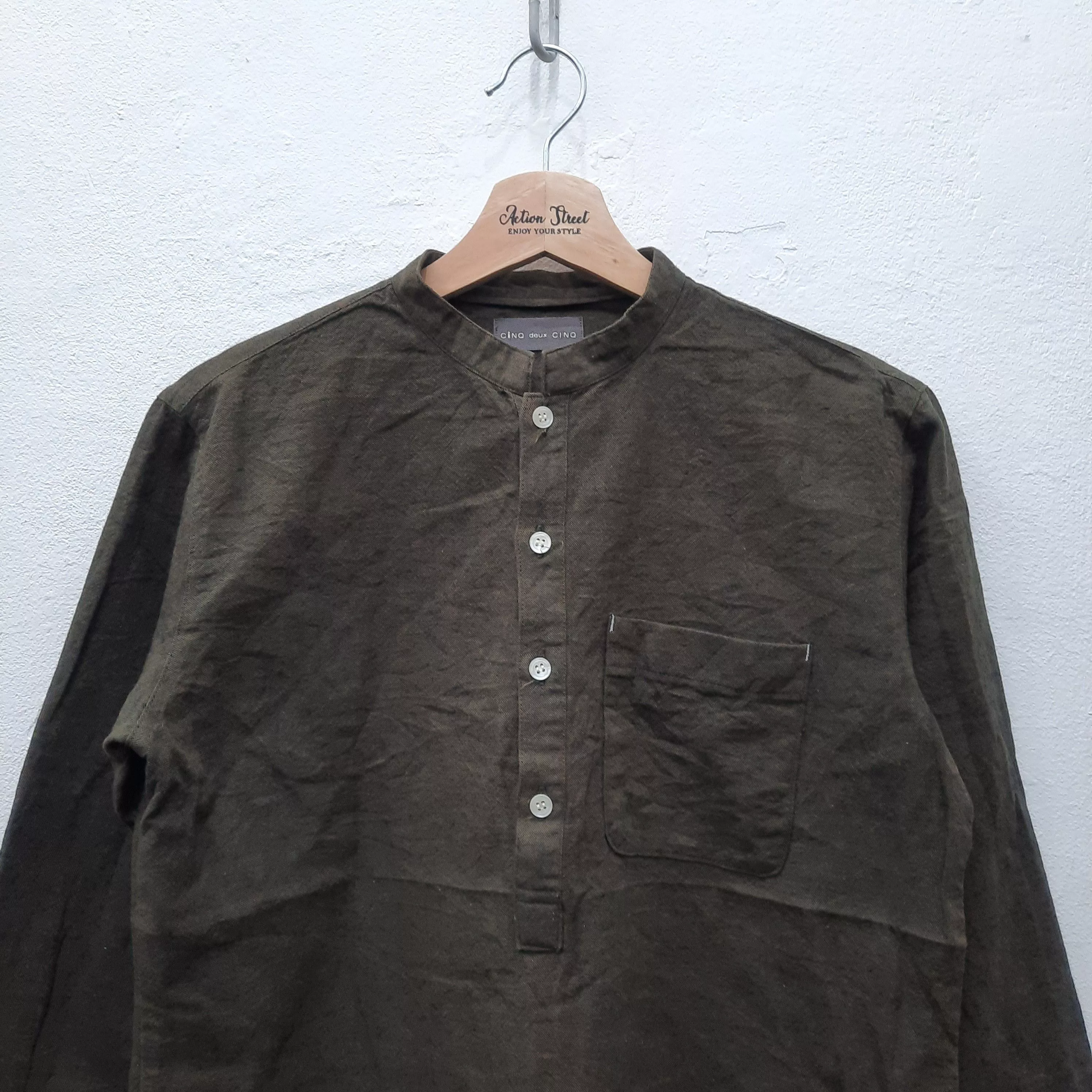 Designer Shirts Button Ups Designer × Japanese Brand 🔥Cinq deux cinq pullover manderin collar shirt Multi Streetwear