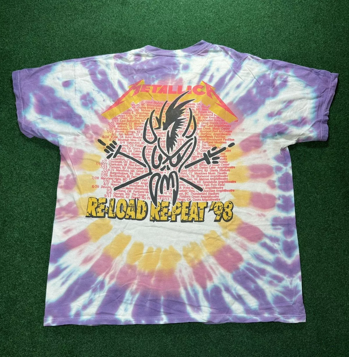 Band Tees Short Sleeve T Shirts Band Tees × Vintage VTG 90s RARE Metallica Tie-Dye Poor Me Tour T-shirt Purple Streetwear