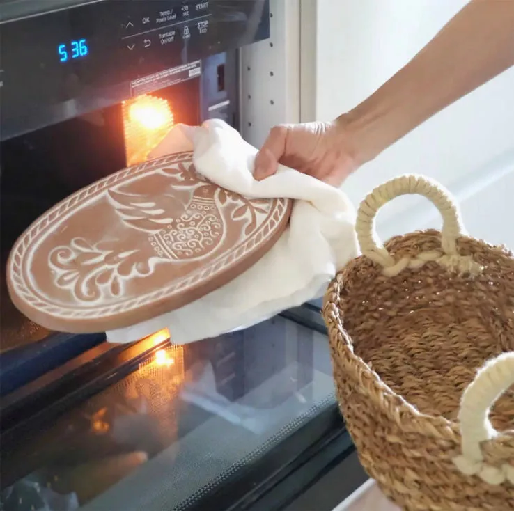 Bird Oval Bread Warmer & Wicker Basket