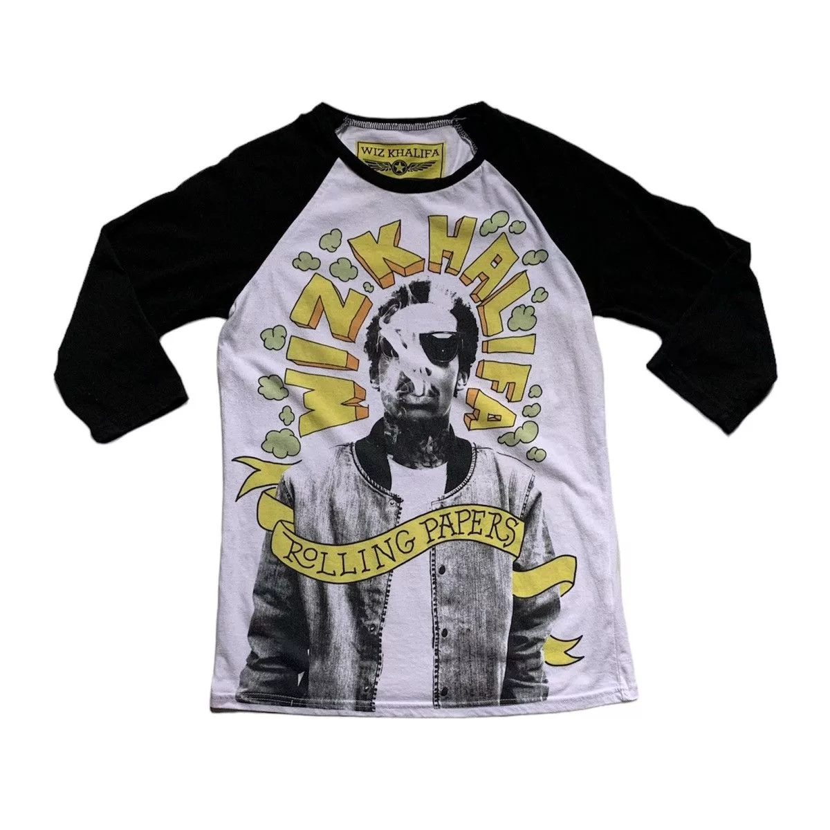 Rap Tees Long Sleeve T Shirts Rap Tees × Taylor Gang × Wiz Khalifa Rare! Wiz Khalifa Rolling Papers 3/4 Sleeve Tee White