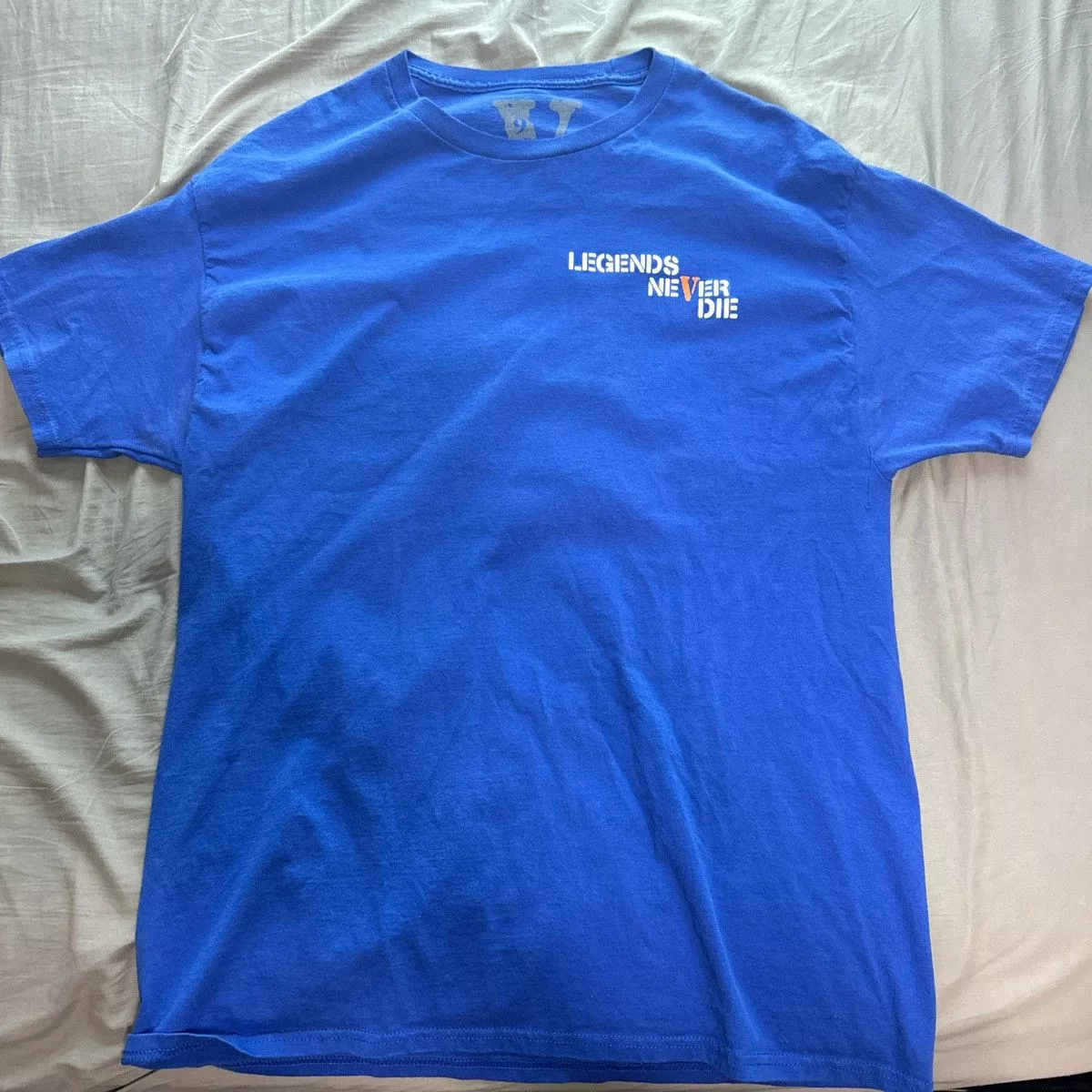 Vlone Short Sleeve T Shirts Vlone Legends Never Die Juice Wrld T-Shirt Blue Streetwear