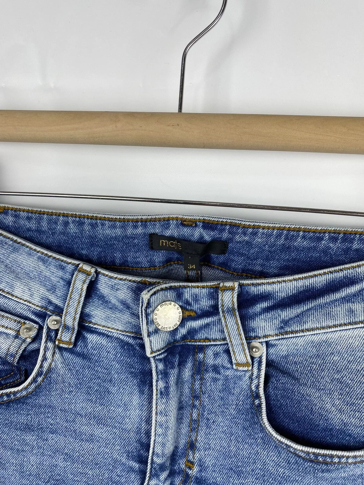 Maje Jeans Maje Paris Slim Jeans size 34 Fringed Blue