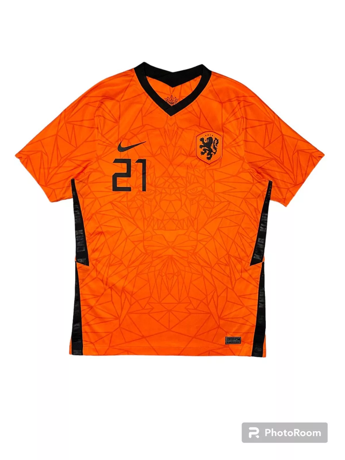 Nike Short Sleeve T Shirts 2020-22 Netherlands Nike soccer football jersey F. De Jong Orange