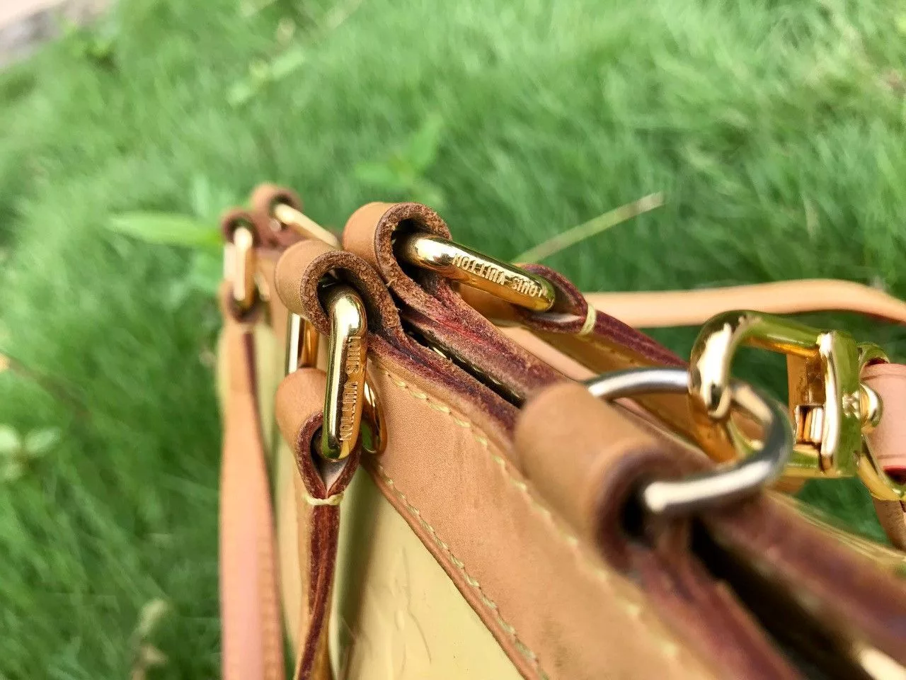 Louis Vuitton Handle Bags Authentic Louis Vuitton Monogram Vernis Leather Brea MM Bag Yellow
