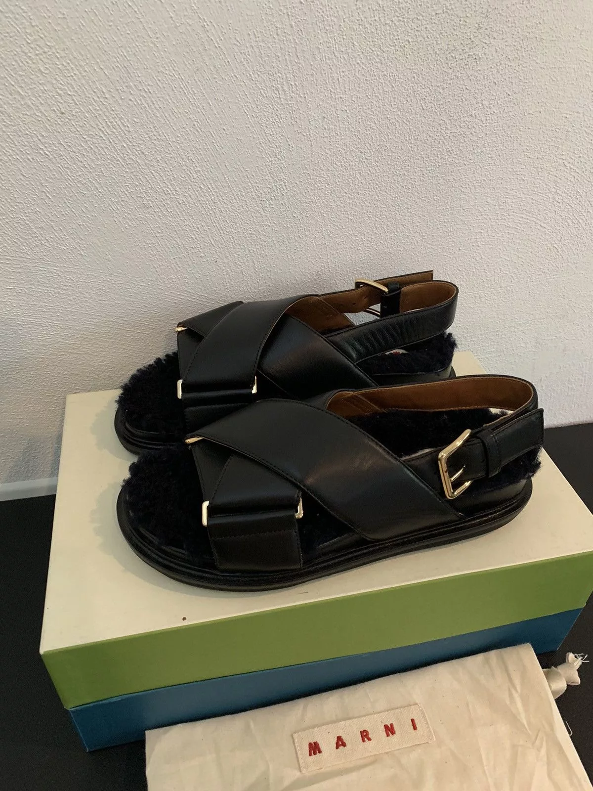 Marni Sandals Marni Fussbet Leather Sandals Black