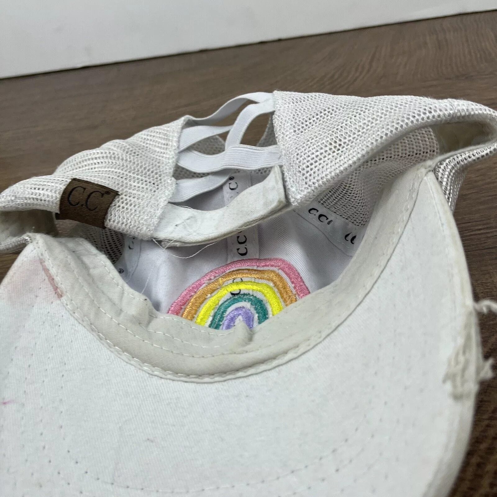 Other Hats Other Rainbow Hat Rainbow White Hat Adjustable Adult Size Hat Whit