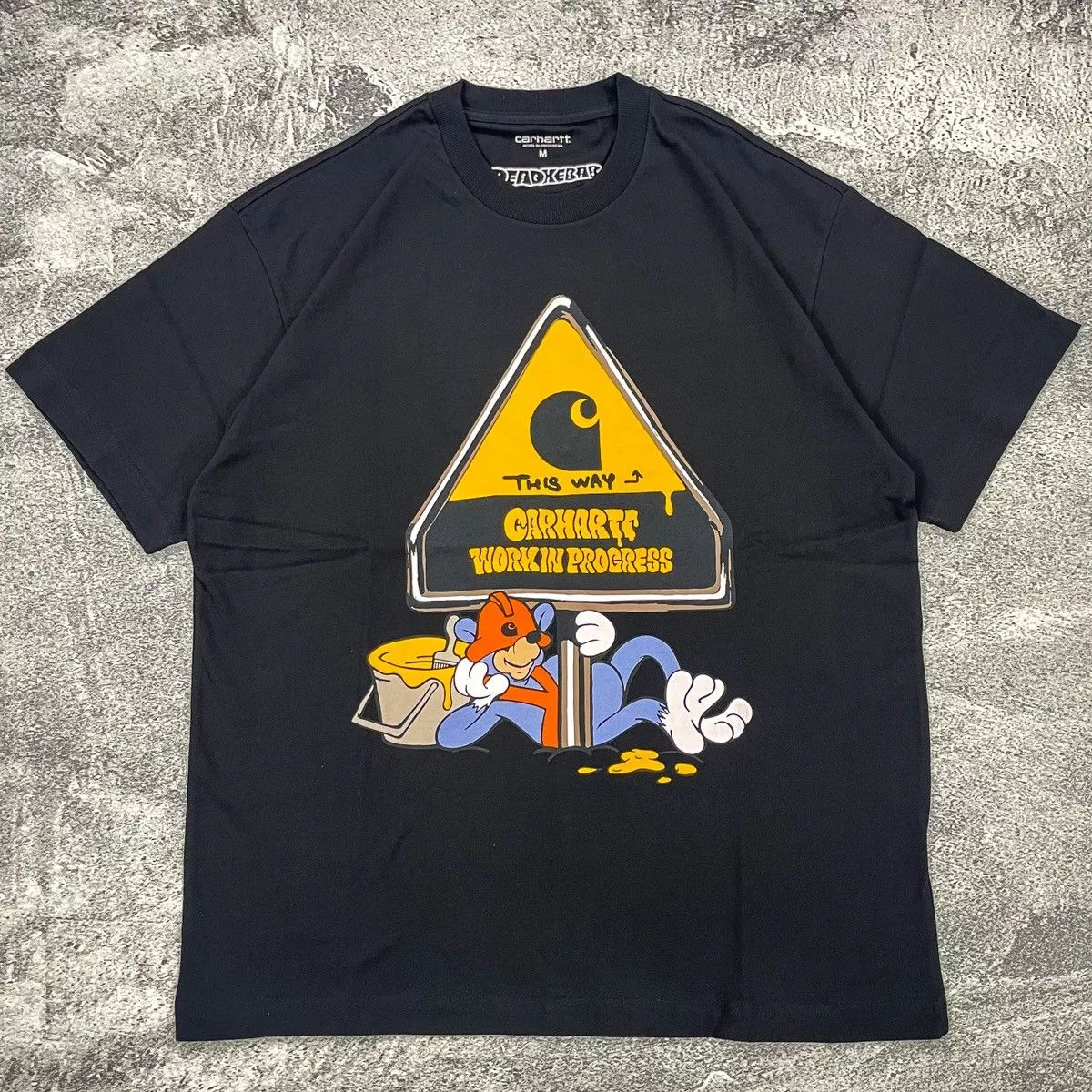 Carhartt Short Sleeve T Shirts Carhartt × Carhartt Wip CARHARTT DEADKEBAB WORKIN ON IT T-SHIRT Black Streetwear